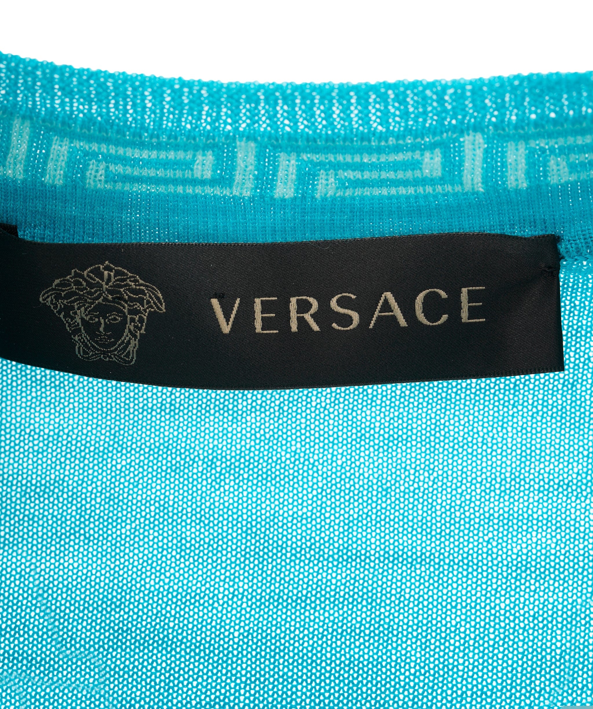 Versace Versace Blue Single Breasted Cardigan with Medusa head buttons ALC1580