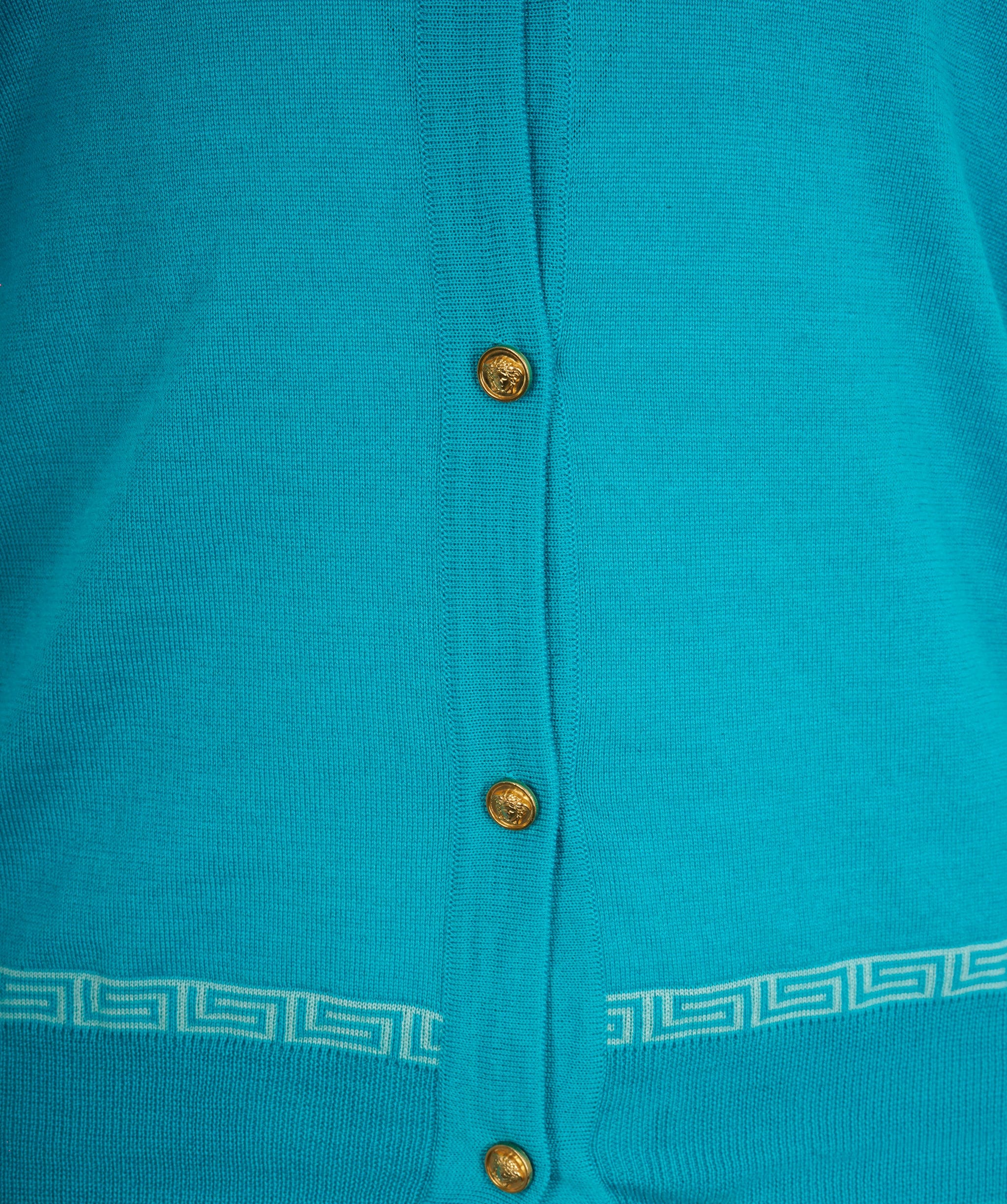 Versace Versace Blue Single Breasted Cardigan with Medusa head buttons ALC1580