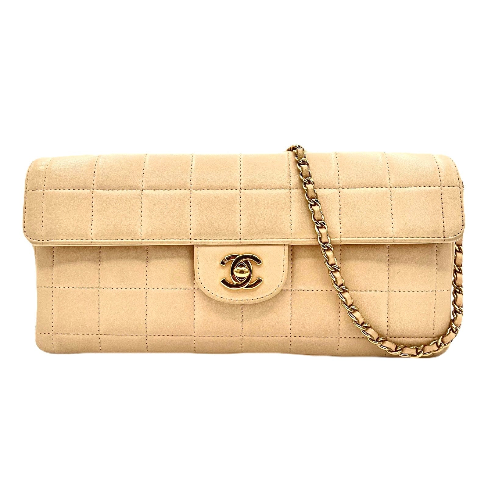 VINTAGE LOVER PURPOSE CHANEL VINTAGE CHOCOLATE BAR CHAIN SHOULDER BAG LIGHT BEIGE LAMB SKIN 90202466