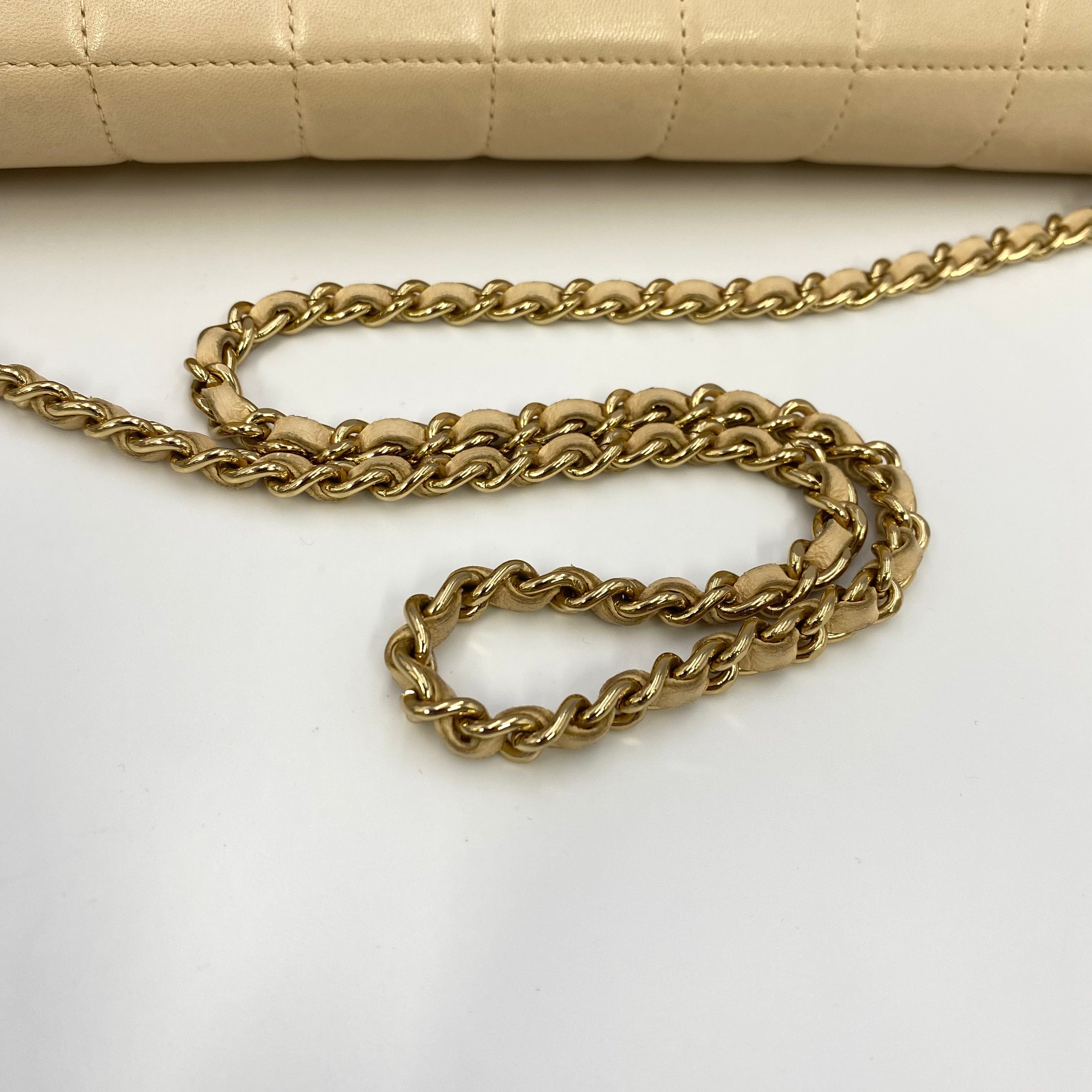 VINTAGE LOVER PURPOSE CHANEL VINTAGE CHOCOLATE BAR CHAIN SHOULDER BAG LIGHT BEIGE LAMB SKIN 90202466