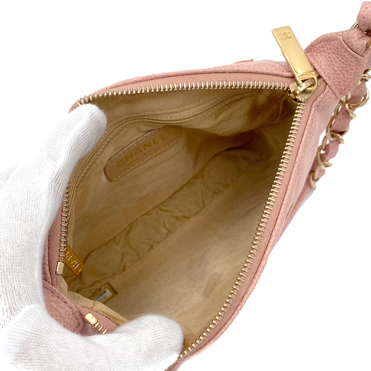 VINTAGE LOVER PURPOSE CHANEL VINTAGE HALF MOON ONE SHOULDER BAG PINK CAVIAR SKIN 90242145