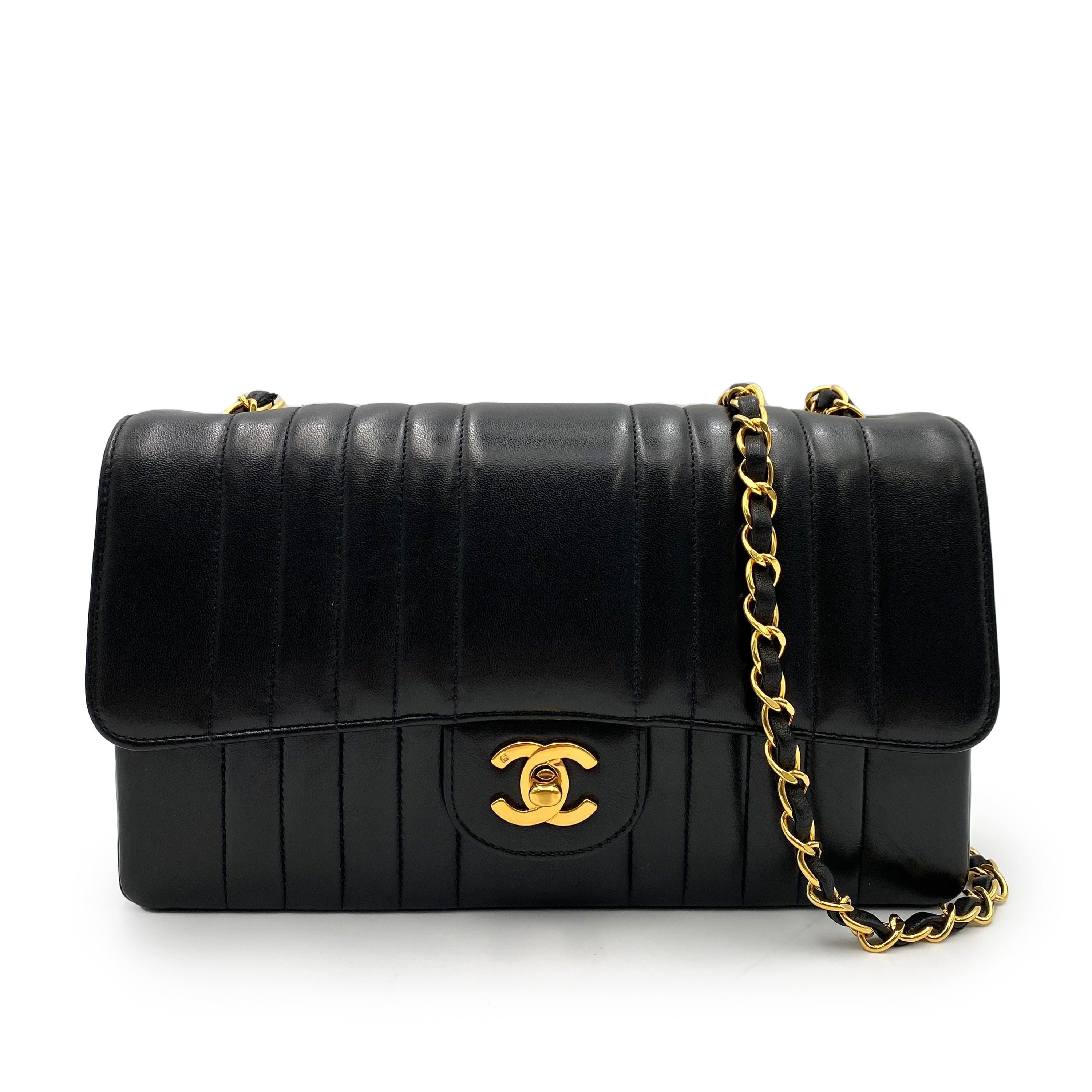 VINTAGE LOVER PURPOSE CHANEL VINTAGE MADEMOISELLE MEDIUM CHAIN SHOULDER BAG BLACK LAMB SKIN 90237319