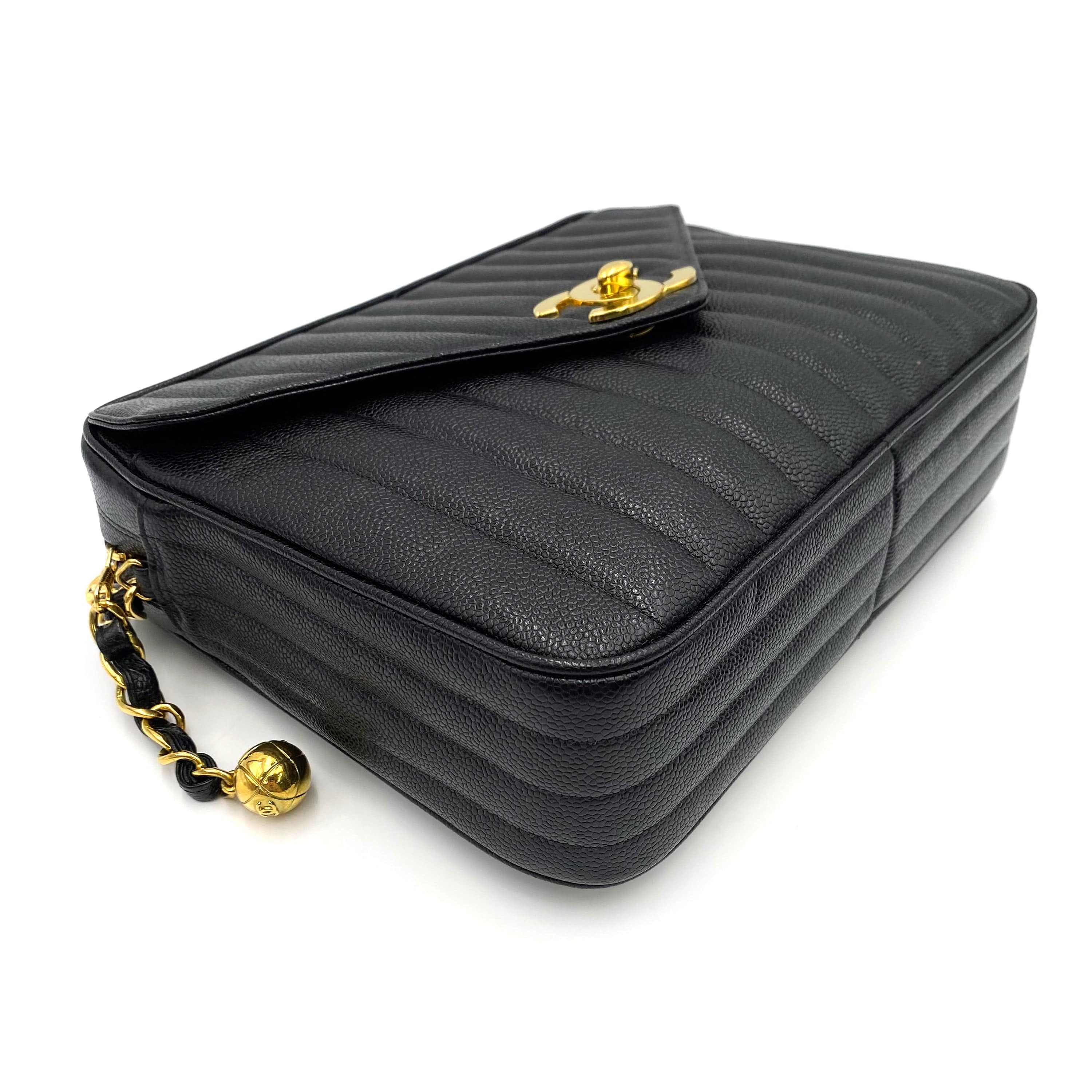 VINTAGE LOVER PURPOSE CHANEL VINTAGE MADEMOISSEL CHAIN SHOULDER BAG BLACK CAVIAR SKIN 90237915