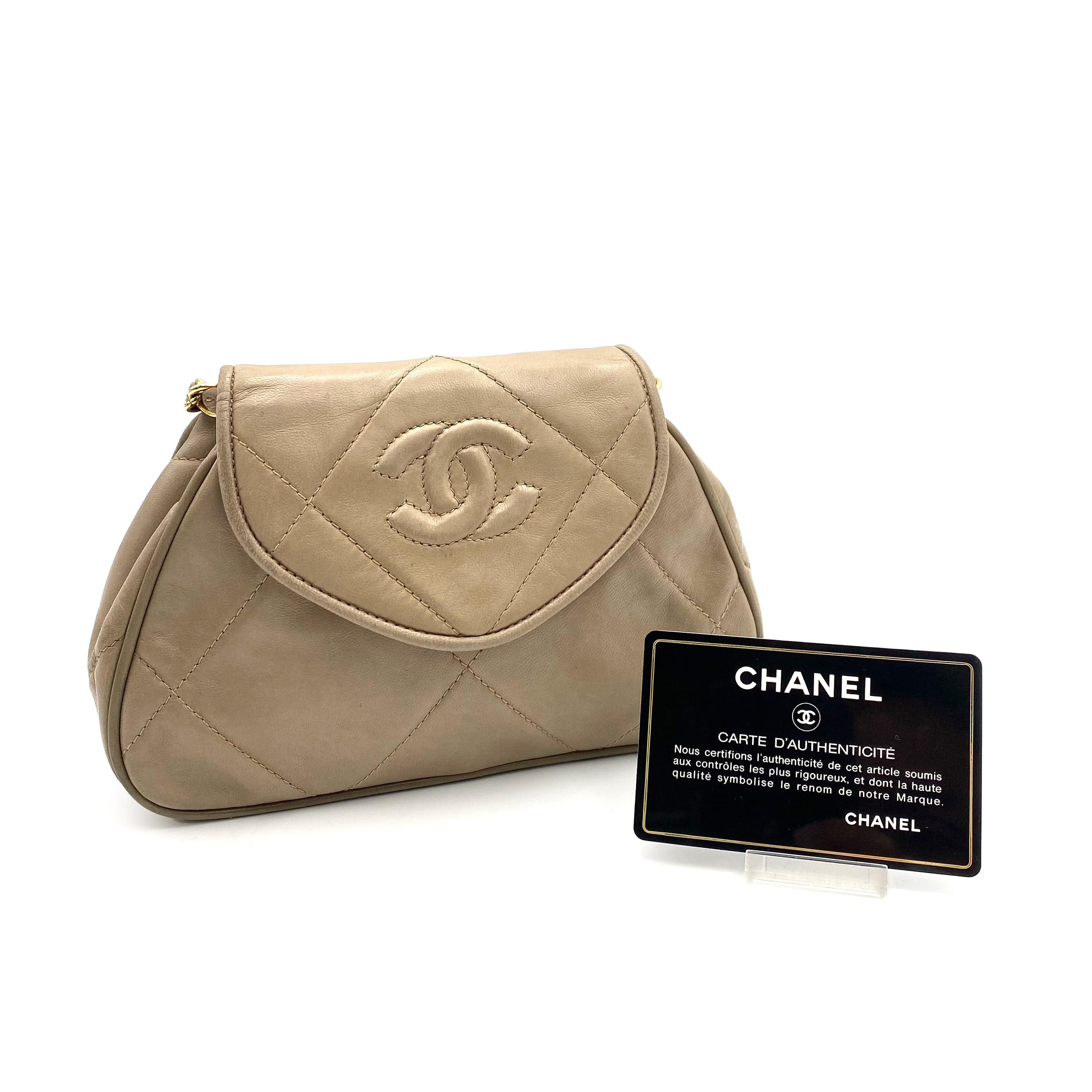 VINTAGE LOVER PURPOSE CHANEL VINTAGE MINI CHAIN SHOULDER BAG MILKTEA BEIGE LAMB SKIN 90234553