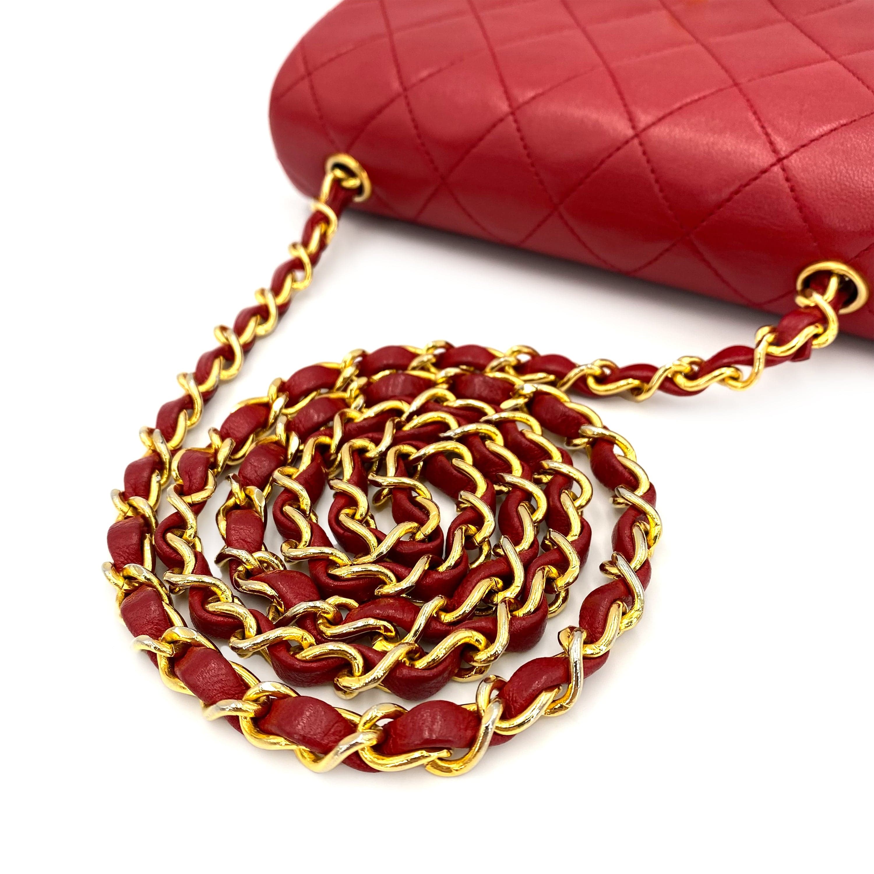 VINTAGE LOVER PURPOSE CHANEL VINTAGE MINI FULL FLAP CHAIN SHOULDER BAG RED LAMB SKIN 90238987