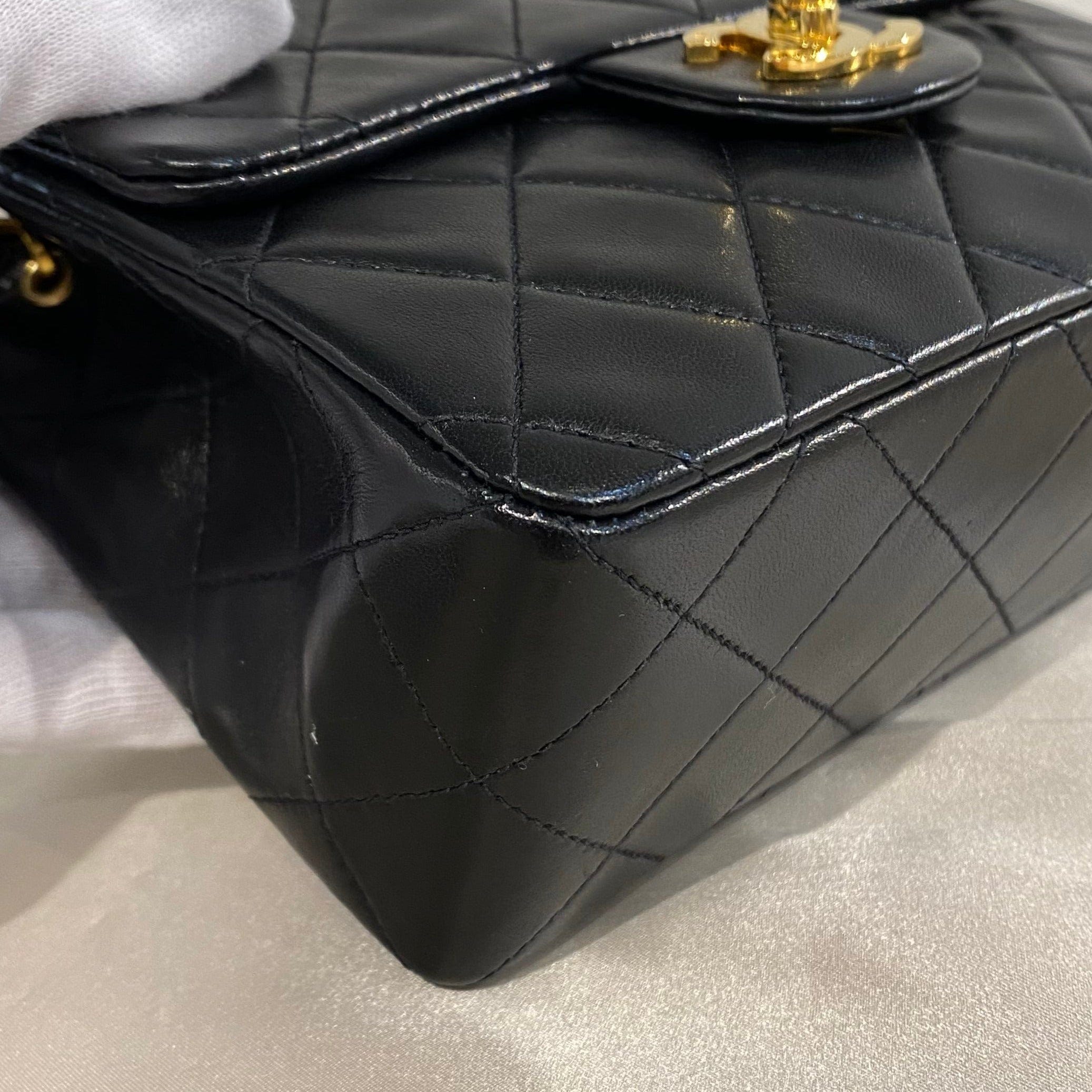 VINTAGE LOVER PURPOSE CHANEL VINTAGE MINI SQUARE 17 CHAIN SHOULDER BAG BLACK LAMB SKIN 90209424