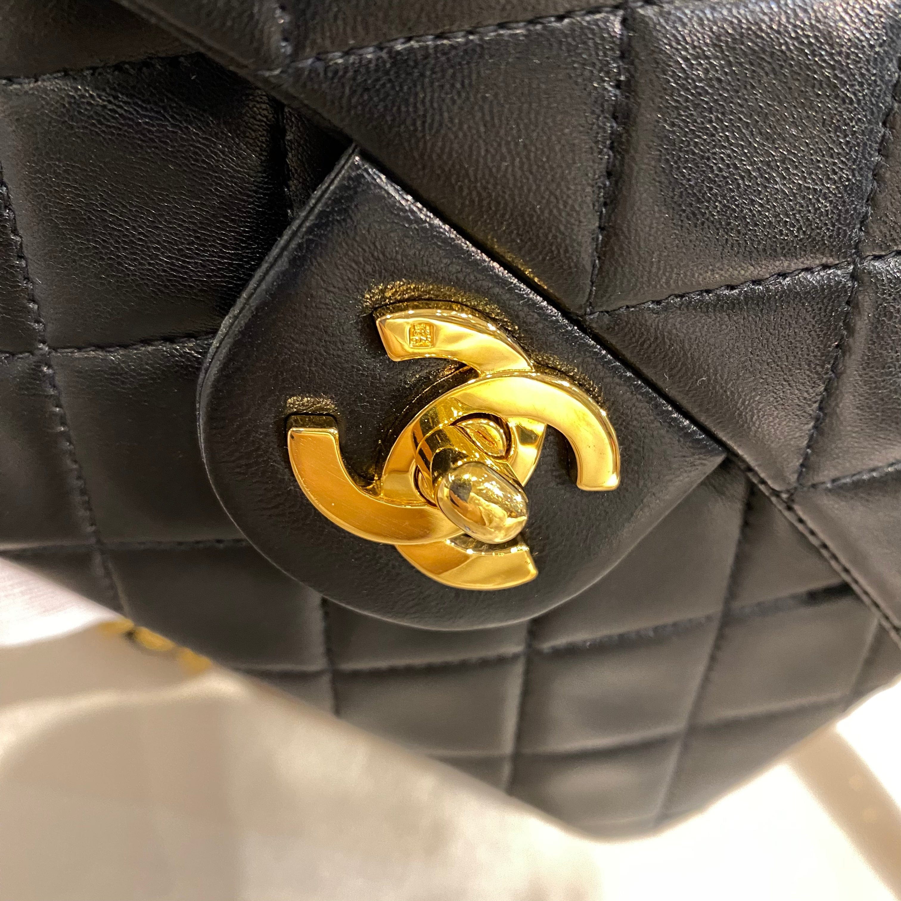 VINTAGE LOVER PURPOSE CHANEL VINTAGE MINI SQUARE 17 CHAIN SHOULDER BAG BLACK LAMB SKIN 90209424