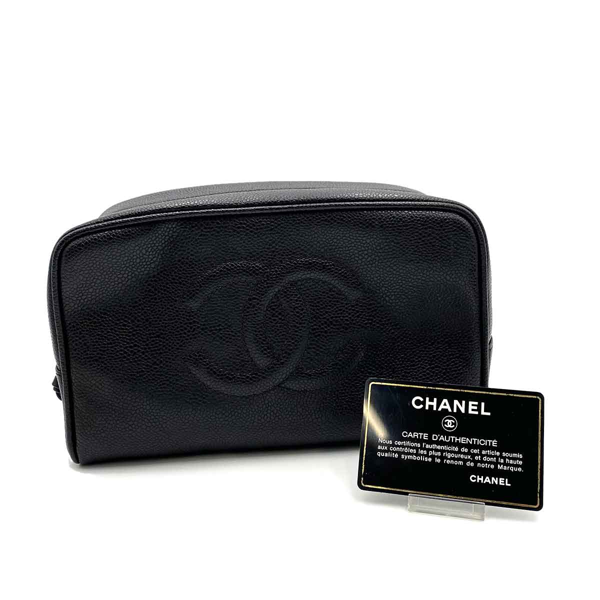 VINTAGE LOVER PURPOSE CHANEL VINTAGE SECOND POACH HAND BAG BLACK CAVIAR SKIN 90233167