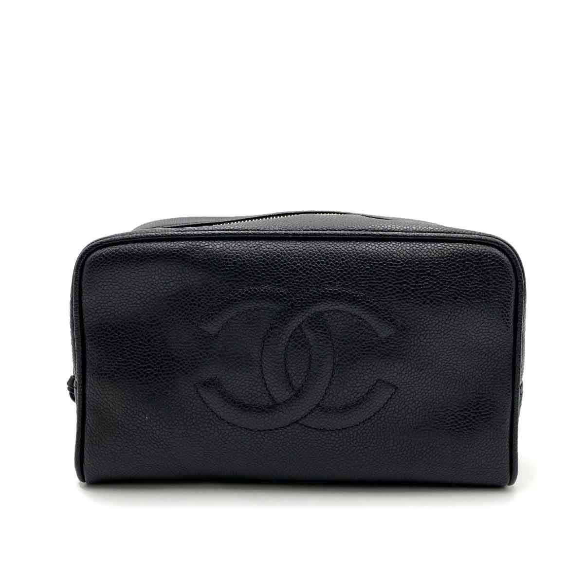 VINTAGE LOVER PURPOSE CHANEL VINTAGE SECOND POACH HAND BAG BLACK CAVIAR SKIN 90233167