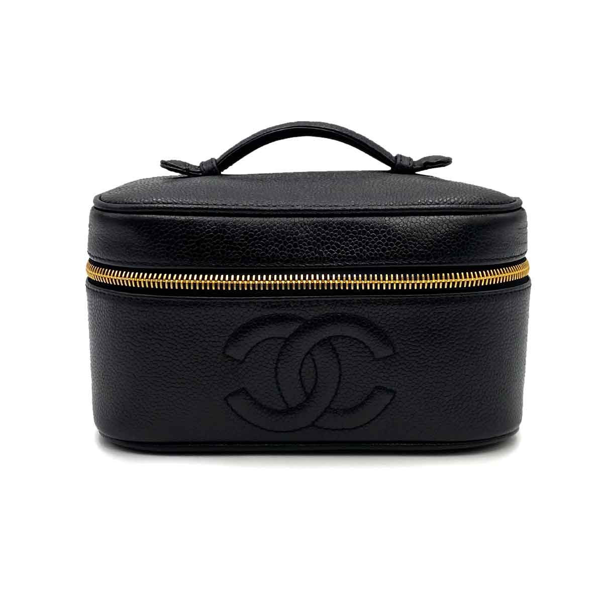 VINTAGE LOVER PURPOSE CHANEL VINTAGE VANITY HAND BAG BLACK CAVIAR SKIN 90224525