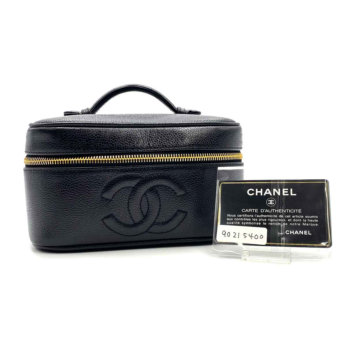 VINTAGE LOVER PURPOSE CHANEL VINTAGE VANITY HAND BAG BLACK CAVIAR SKIN 90224525