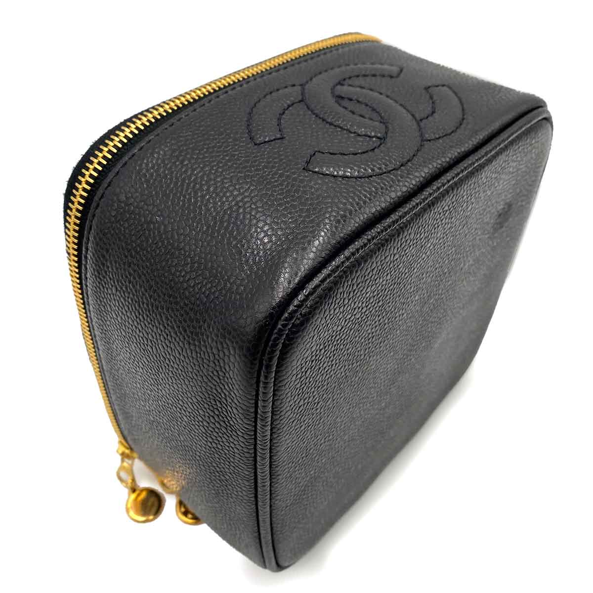 VINTAGE LOVER PURPOSE CHANEL VINTAGE VANITY HAND BAG BLACK CAVIAR SKIN 90236077