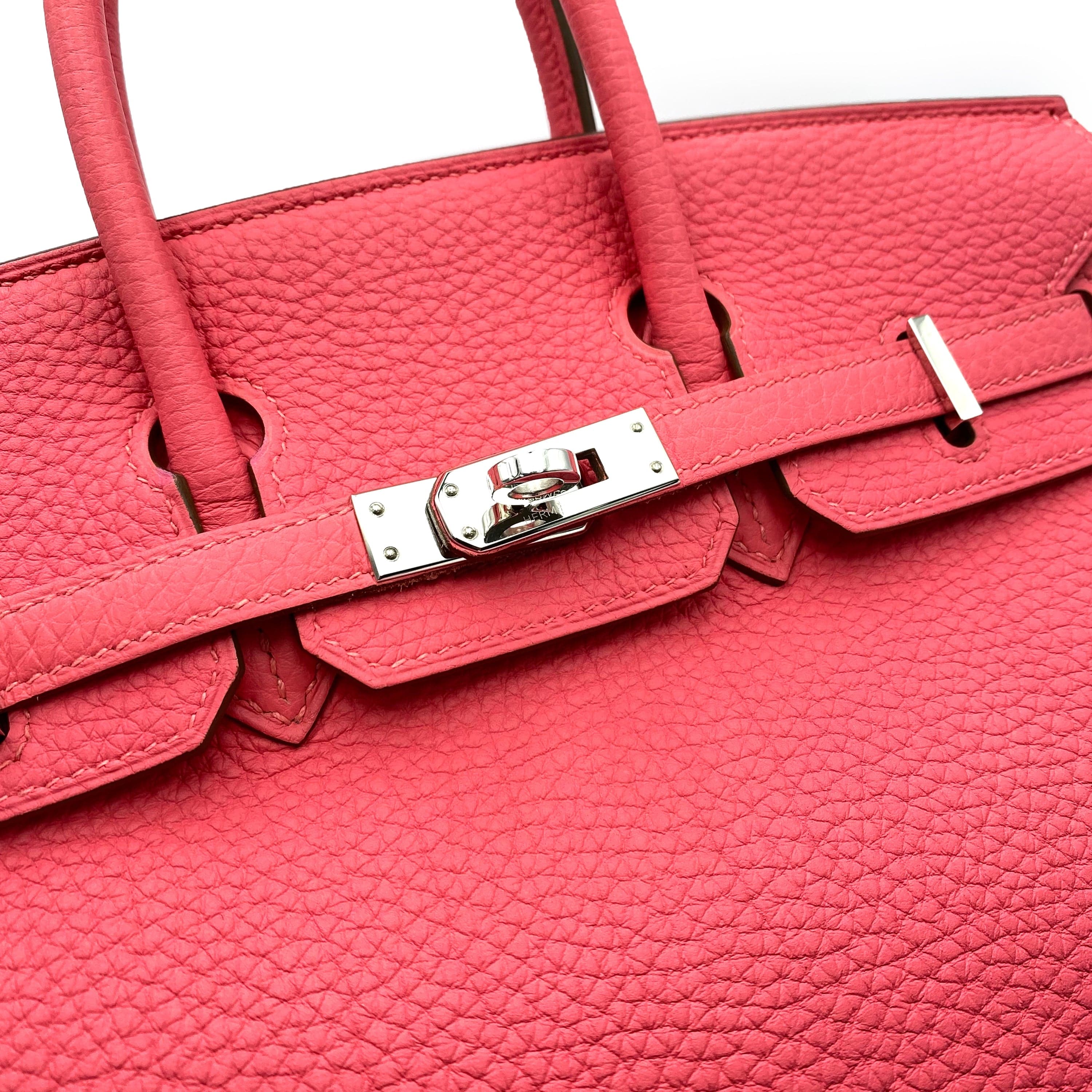 VINTAGE LOVER PURPOSE HERMES BIRKIN 25 ROSE LIPSTICK TOGO HAND BAG □Q SHW 90233424