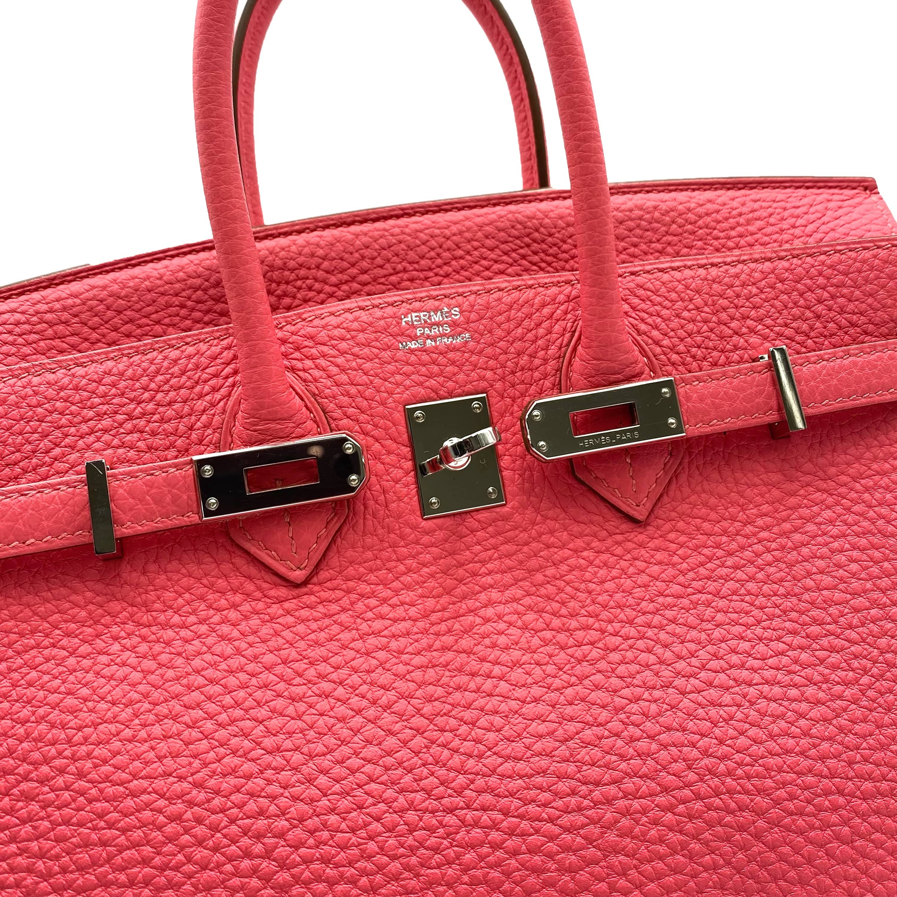 VINTAGE LOVER PURPOSE HERMES BIRKIN 25 ROSE LIPSTICK TOGO HAND BAG □Q SHW 90233424