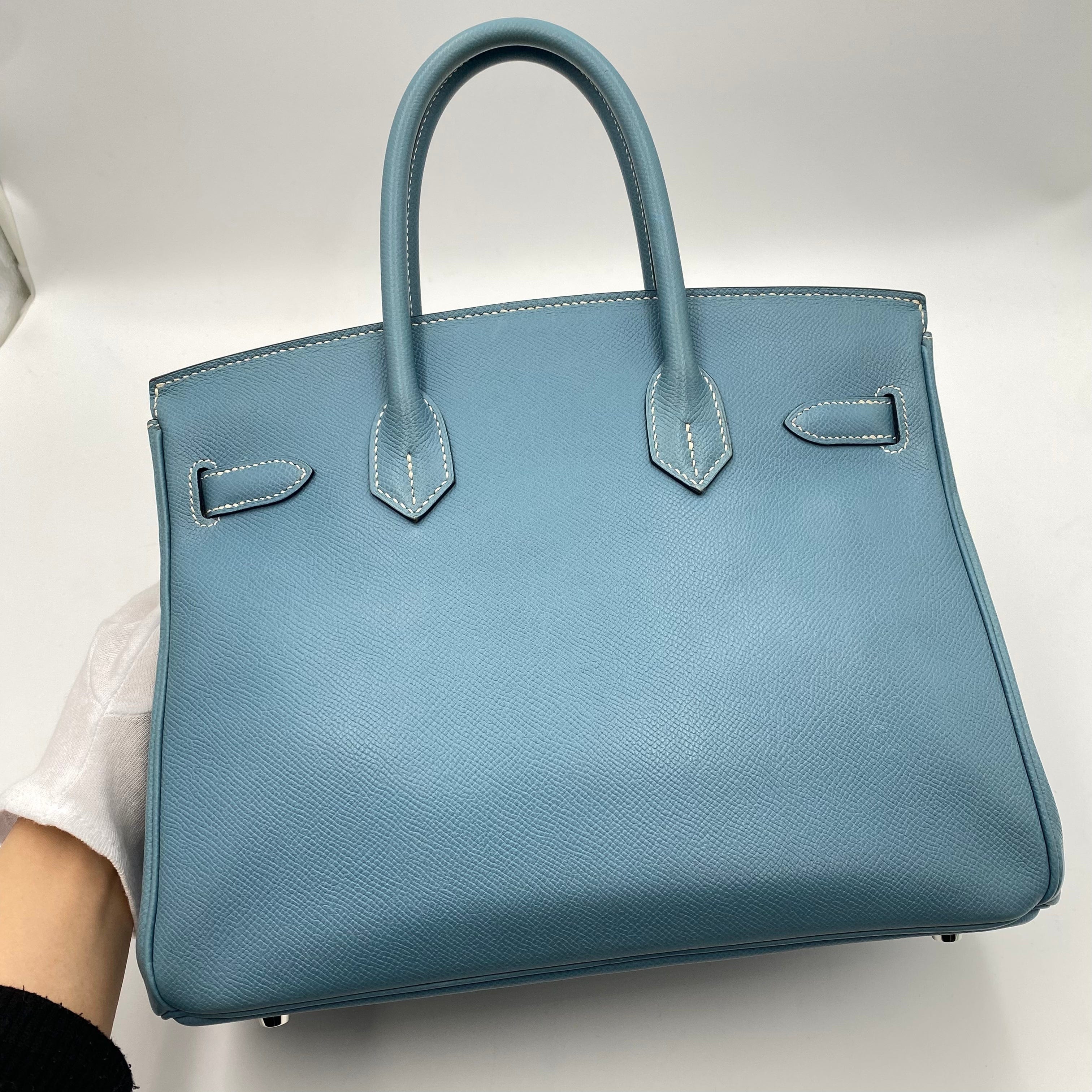 VINTAGE LOVER PURPOSE Hermes Birkin 30 Blue Jean Epsom PHW #N