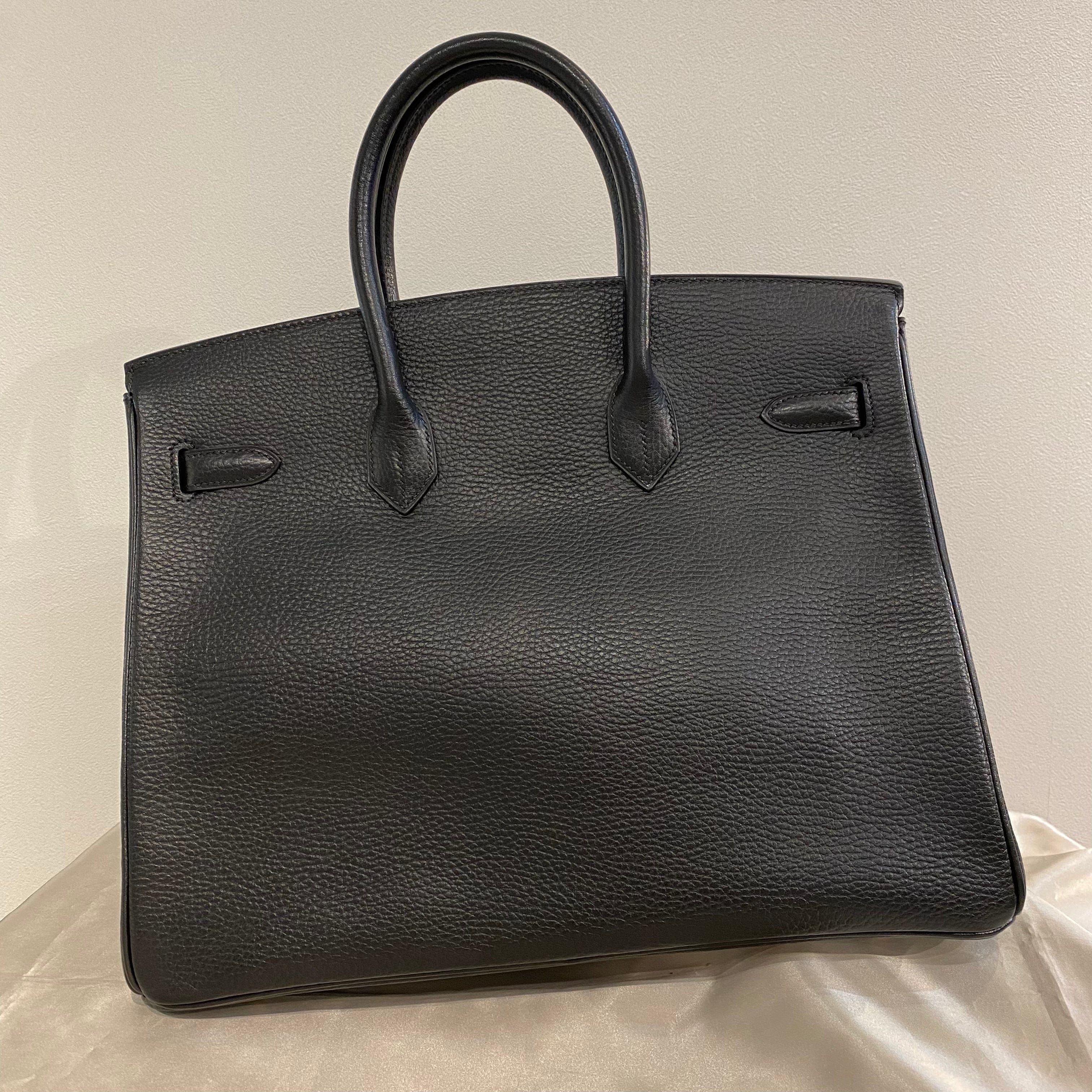 VINTAGE LOVER PURPOSE HERMES BIRKIN 35 BLACK ARDENNES HAND BAG □D 207845