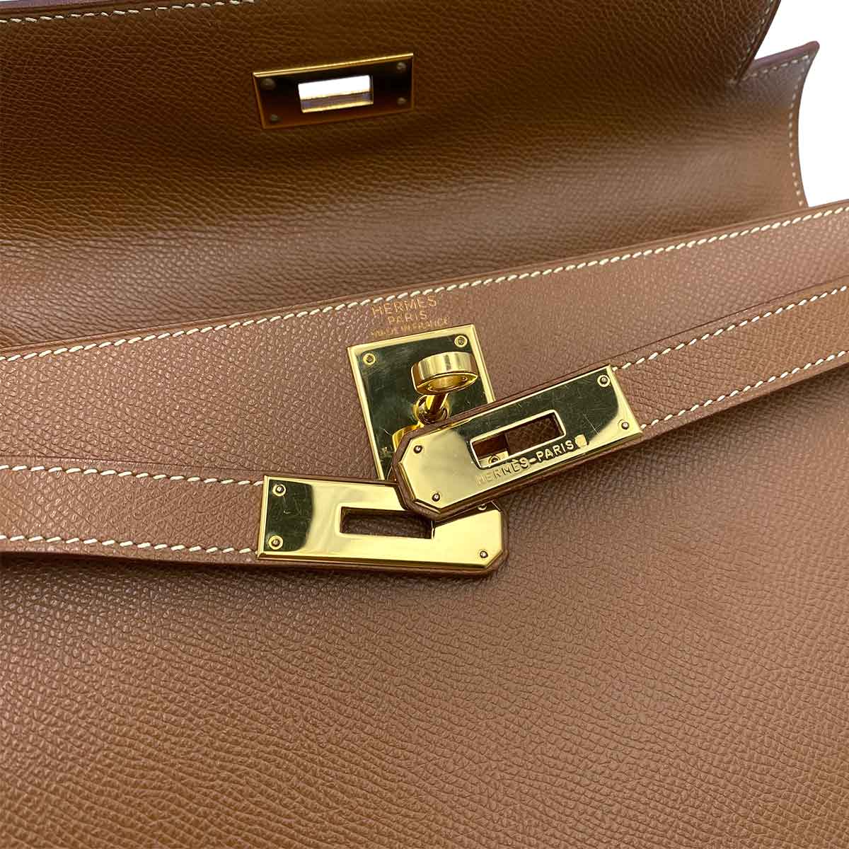 VINTAGE LOVER PURPOSE HERMES KELLY 28 SELLIER GOLD COUCHEVEL HAND SHOULDER BAG □E 90237406