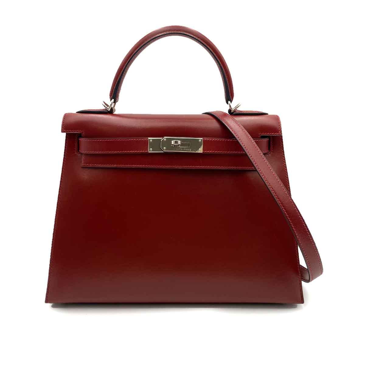 VINTAGE LOVER PURPOSE HERMES KELLY 28 SELLIER ROUGE H BOX CARF HAND SHOULDER BAG □E 90236749