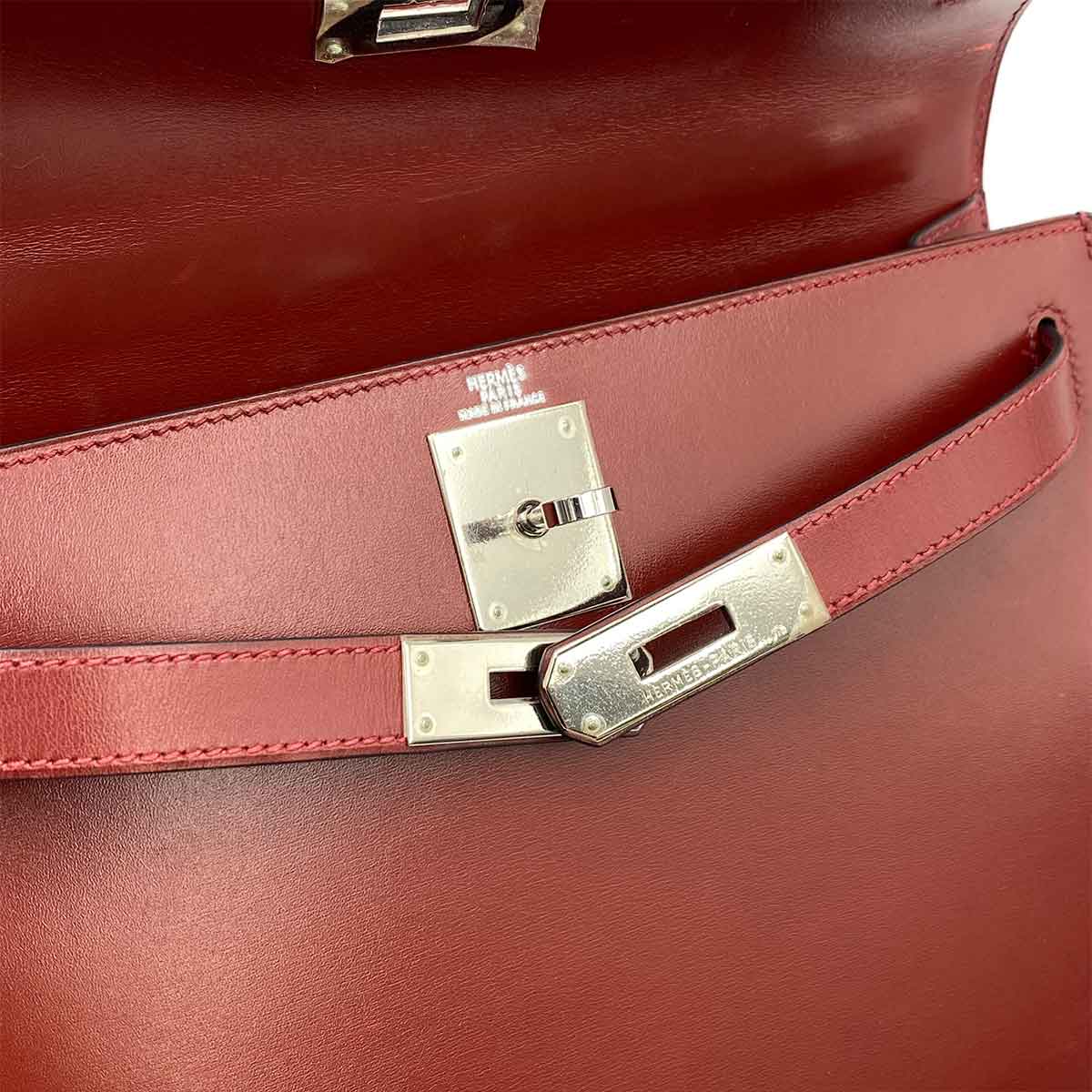 VINTAGE LOVER PURPOSE HERMES KELLY 28 SELLIER ROUGE H BOX CARF HAND SHOULDER BAG □E 90236749