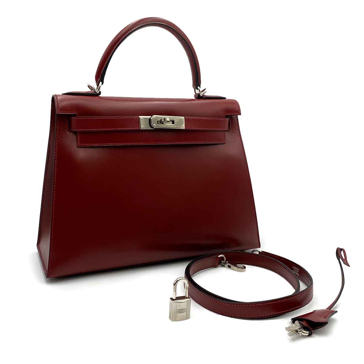 VINTAGE LOVER PURPOSE HERMES KELLY 28 SELLIER ROUGE H BOX CARF HAND SHOULDER BAG □E 90236749