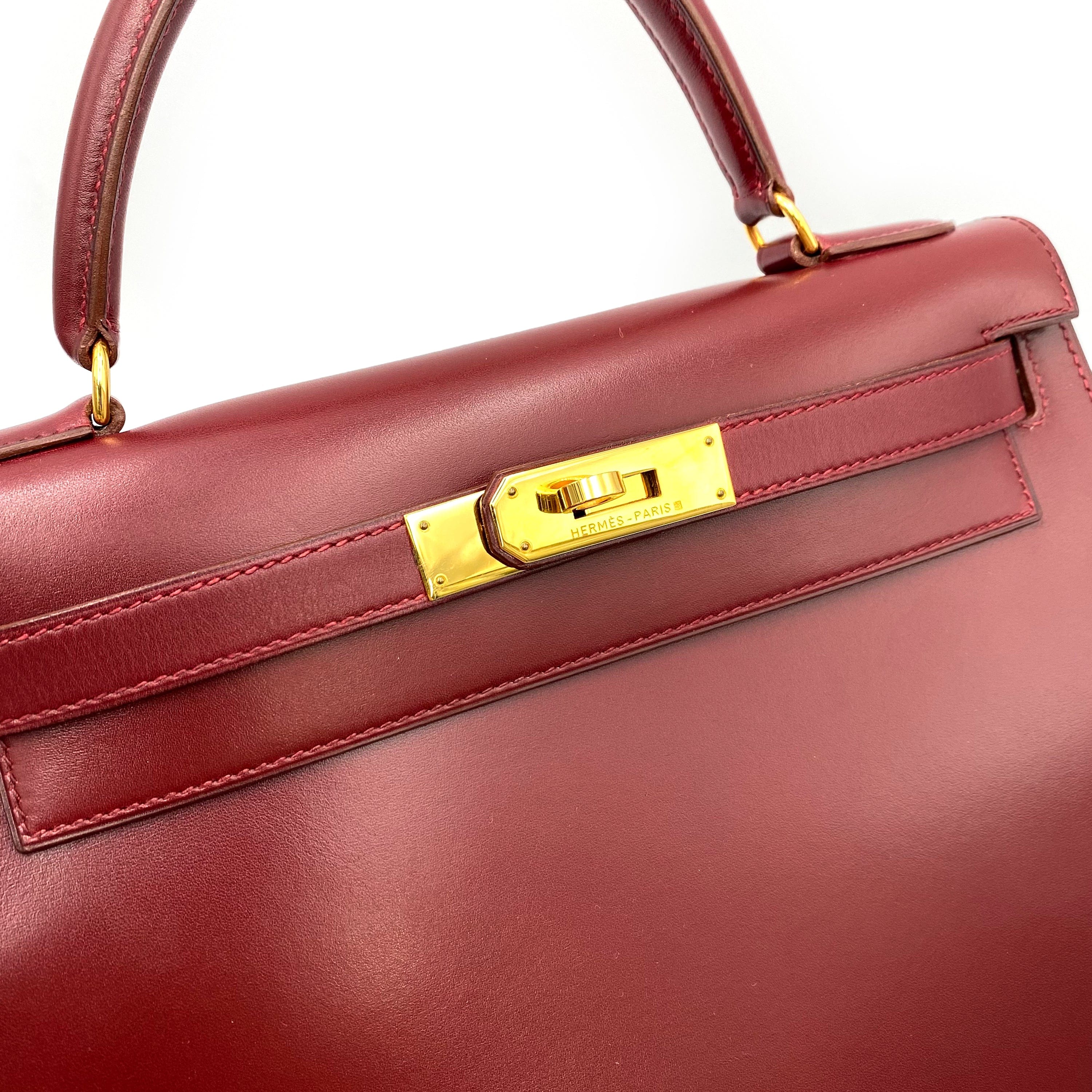 VINTAGE LOVER PURPOSE HERMES KELLY 28 SELLIER ROUGE H BOXCALF HAND SHOULDER BAG V 90237053