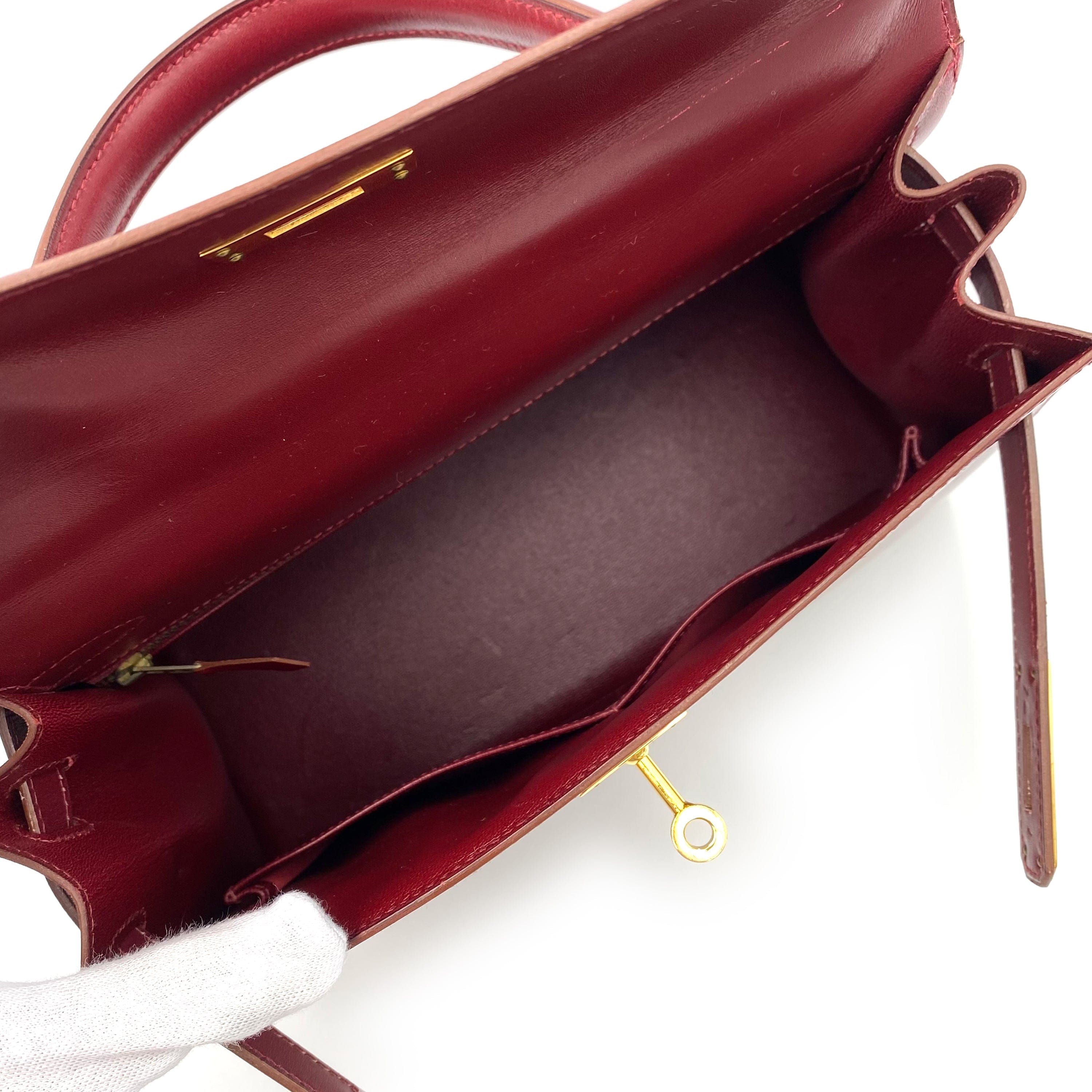 VINTAGE LOVER PURPOSE HERMES KELLY 28 SELLIER ROUGE H BOXCALF HAND SHOULDER BAG V 90237053