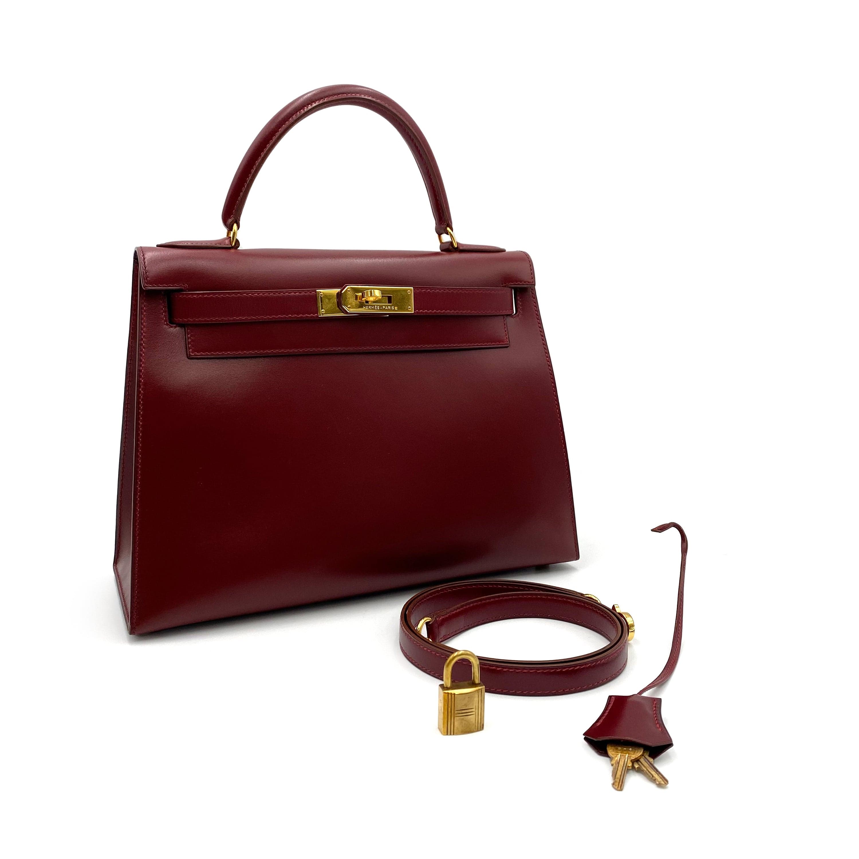 VINTAGE LOVER PURPOSE HERMES KELLY 28 SELLIER ROUGE H BOXCALF HAND SHOULDER BAG V 90237053