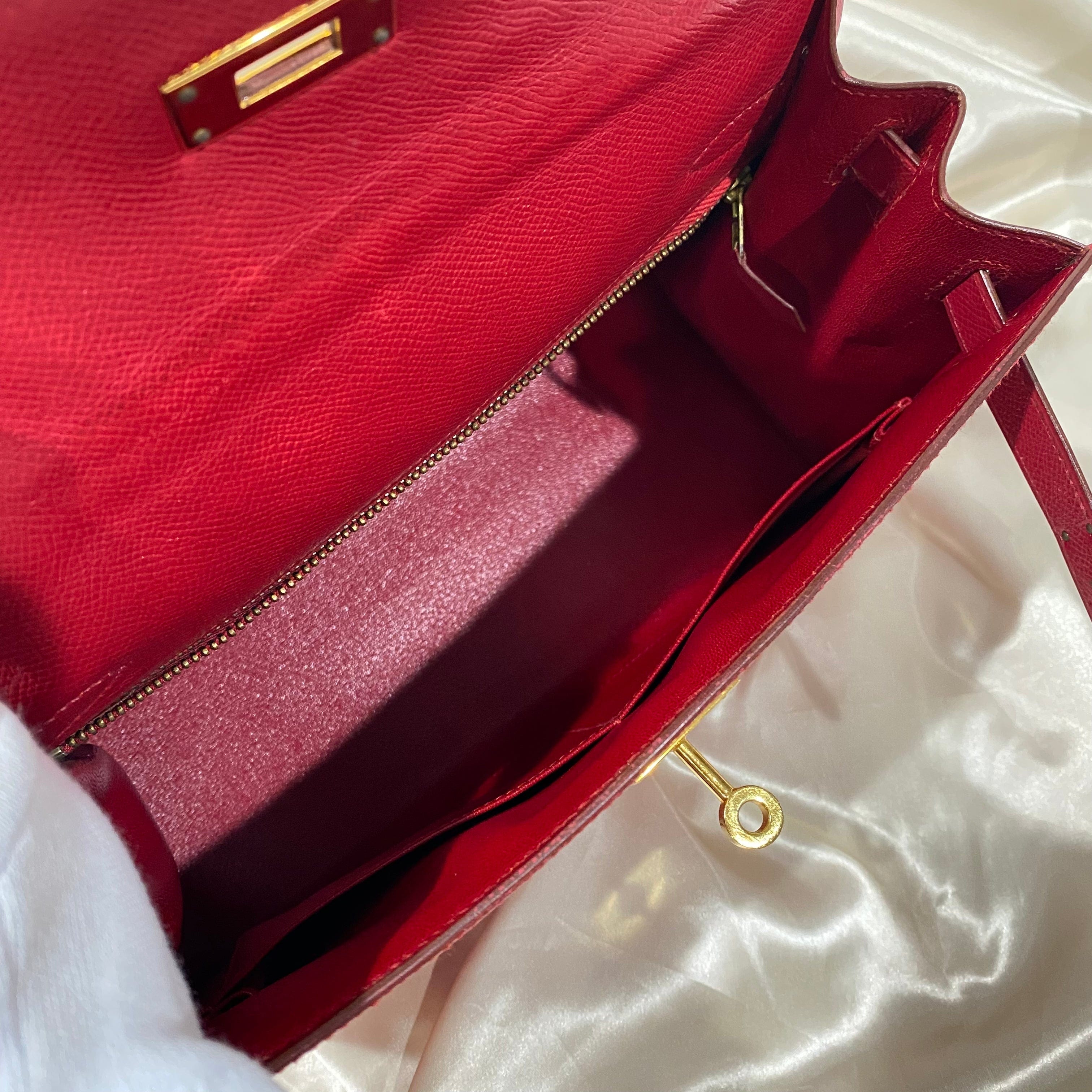 VINTAGE LOVER PURPOSE HERMES KELLY 28 SELLIER ROUGE VIF COUCHEVEL HAND BAG 〇U 90214030