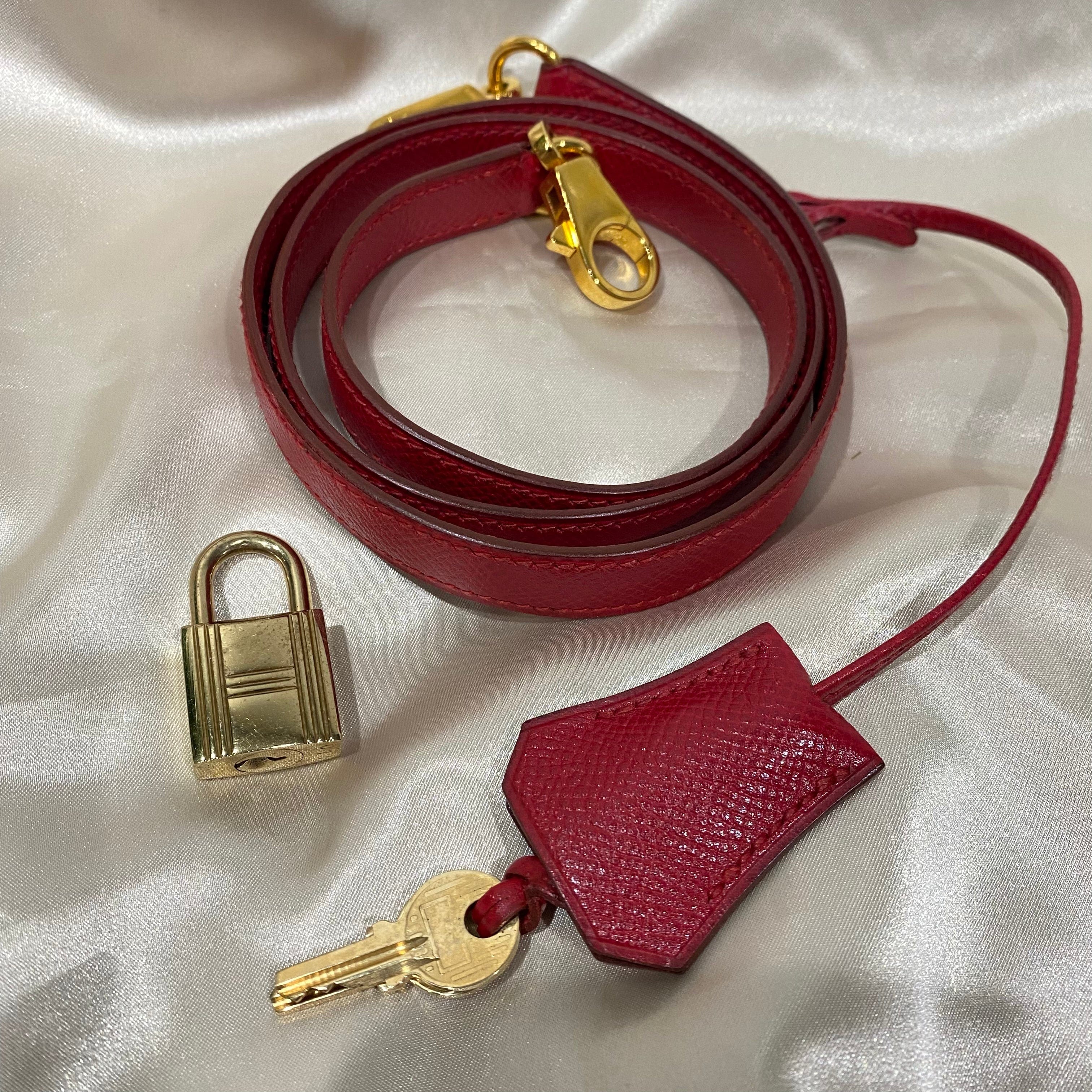 VINTAGE LOVER PURPOSE HERMES KELLY 28 SELLIER ROUGE VIF COUCHEVEL HAND BAG 〇U 90214030