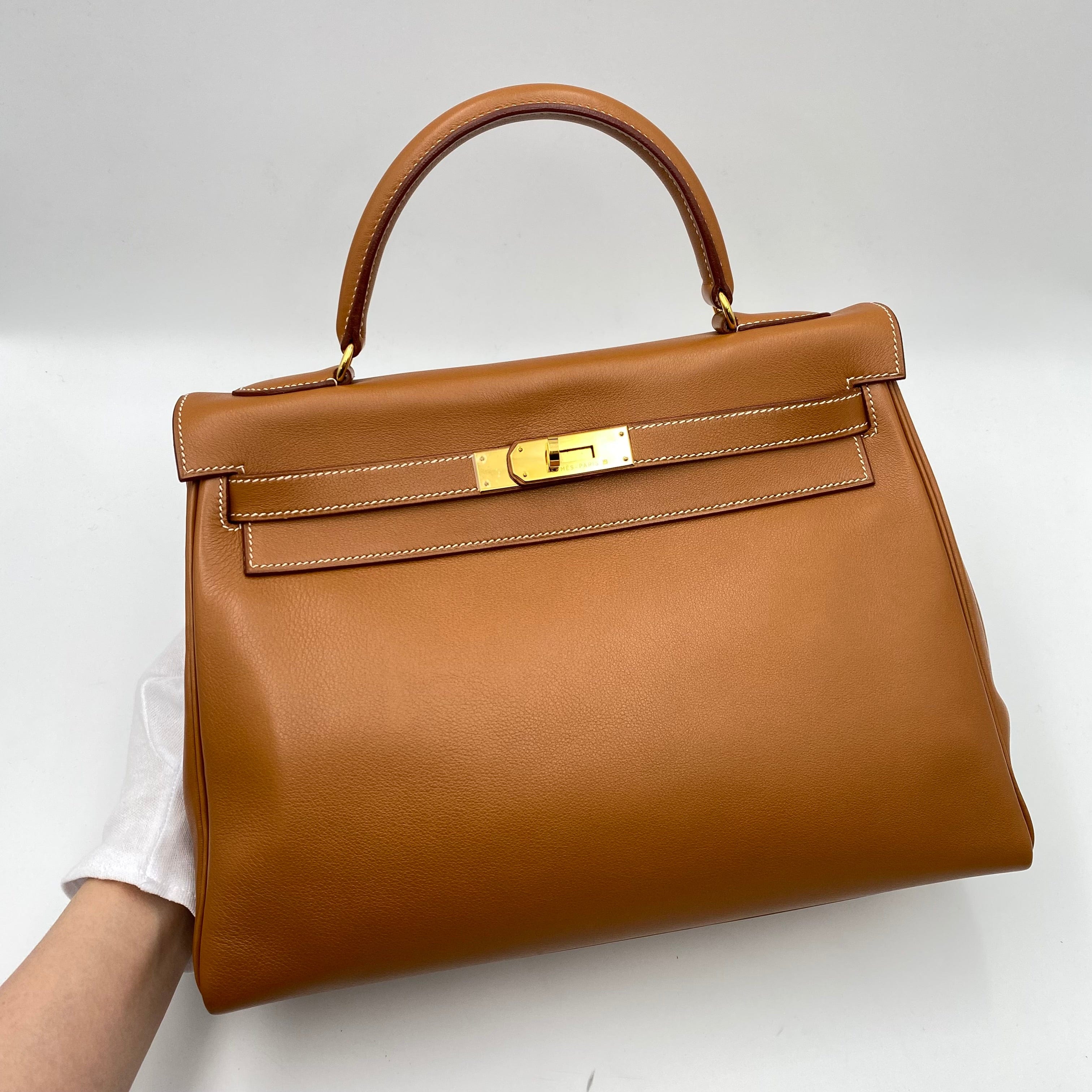 VINTAGE LOVER PURPOSE HERMES KELLY 32RETOURNE GOLD HAND SHOURDER BAG VOGA RIVER  □B 90224396