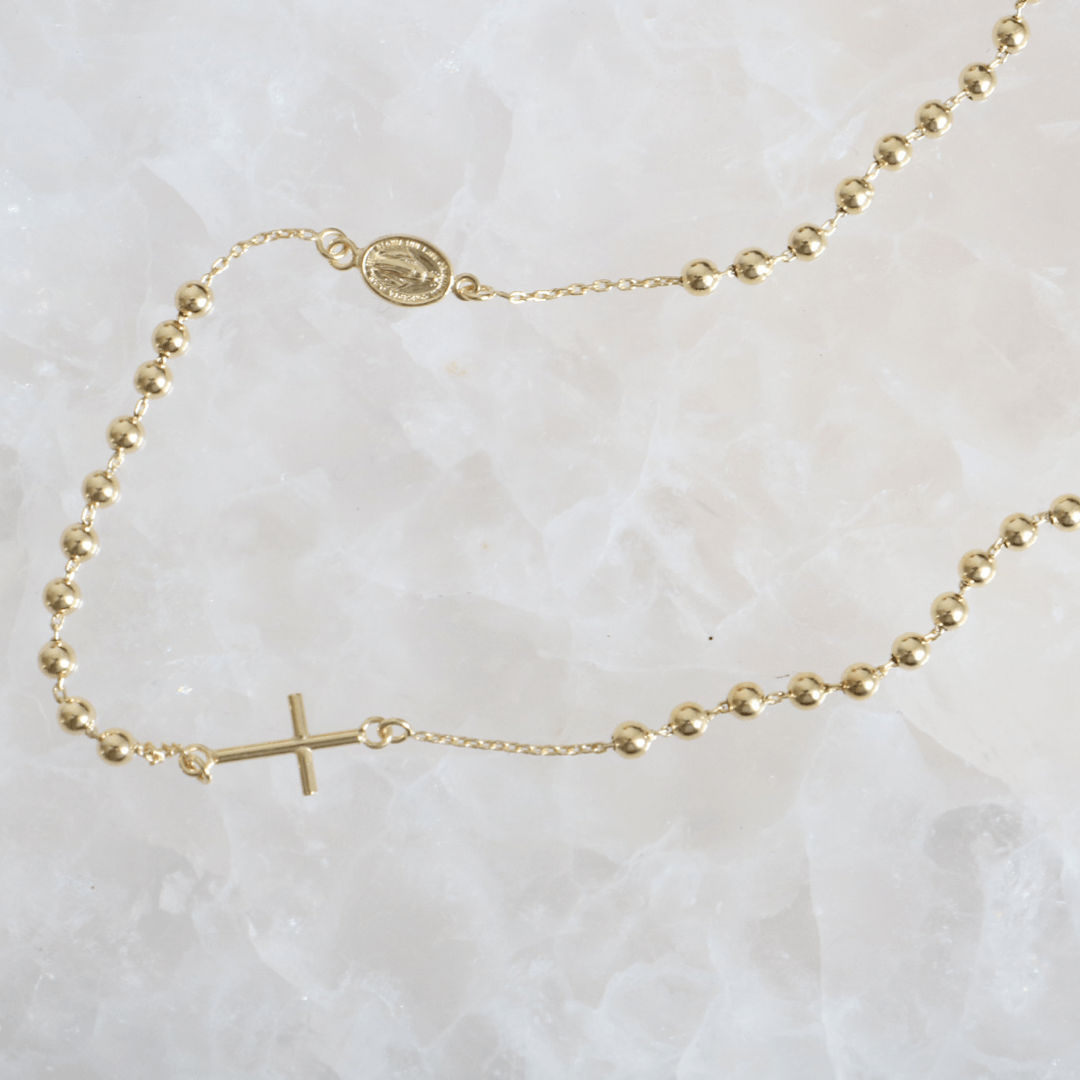 Willow Fine Jewellery 9ct Gold Ball Chain Cross Necklace