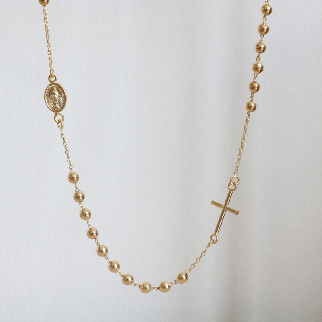 Willow Fine Jewellery 9ct Gold Ball Chain Cross Necklace