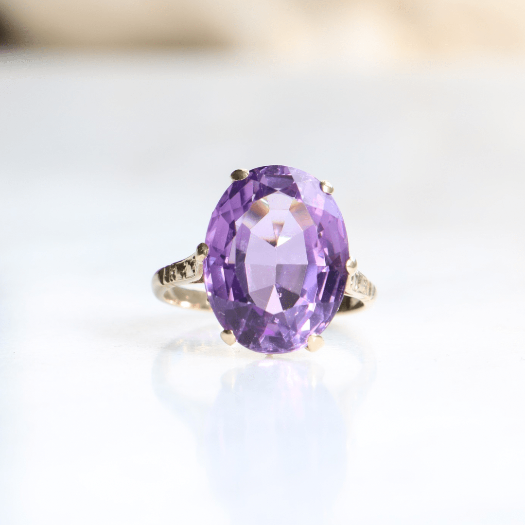 Willow Fine Jewellery 9ct Gold Vintage Oval Cut Amethyst Ring