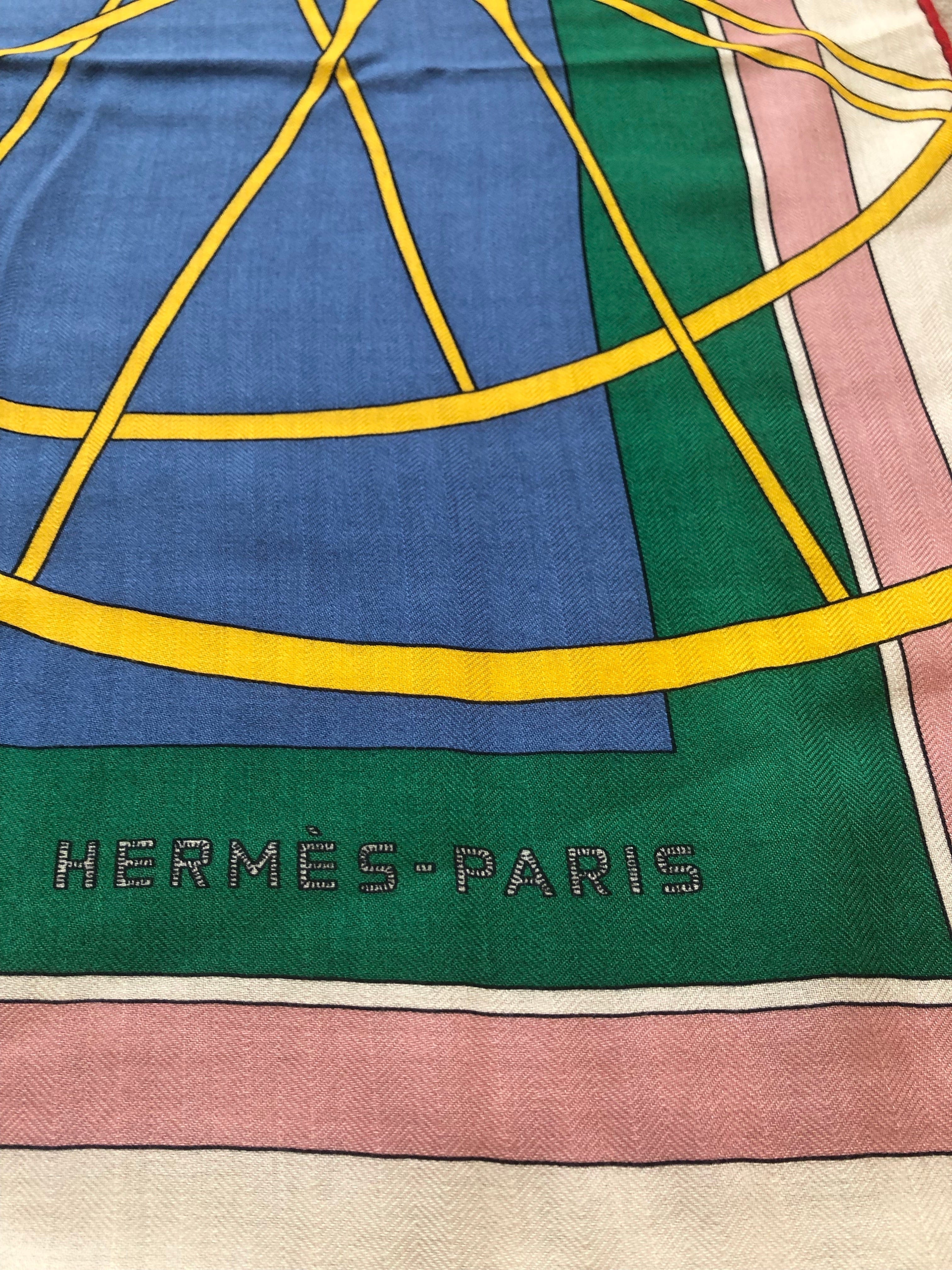 www.LuxuryVault.London HERMÈS COUPE DE GALA SHAWL Myosotis/Rouge/Vert