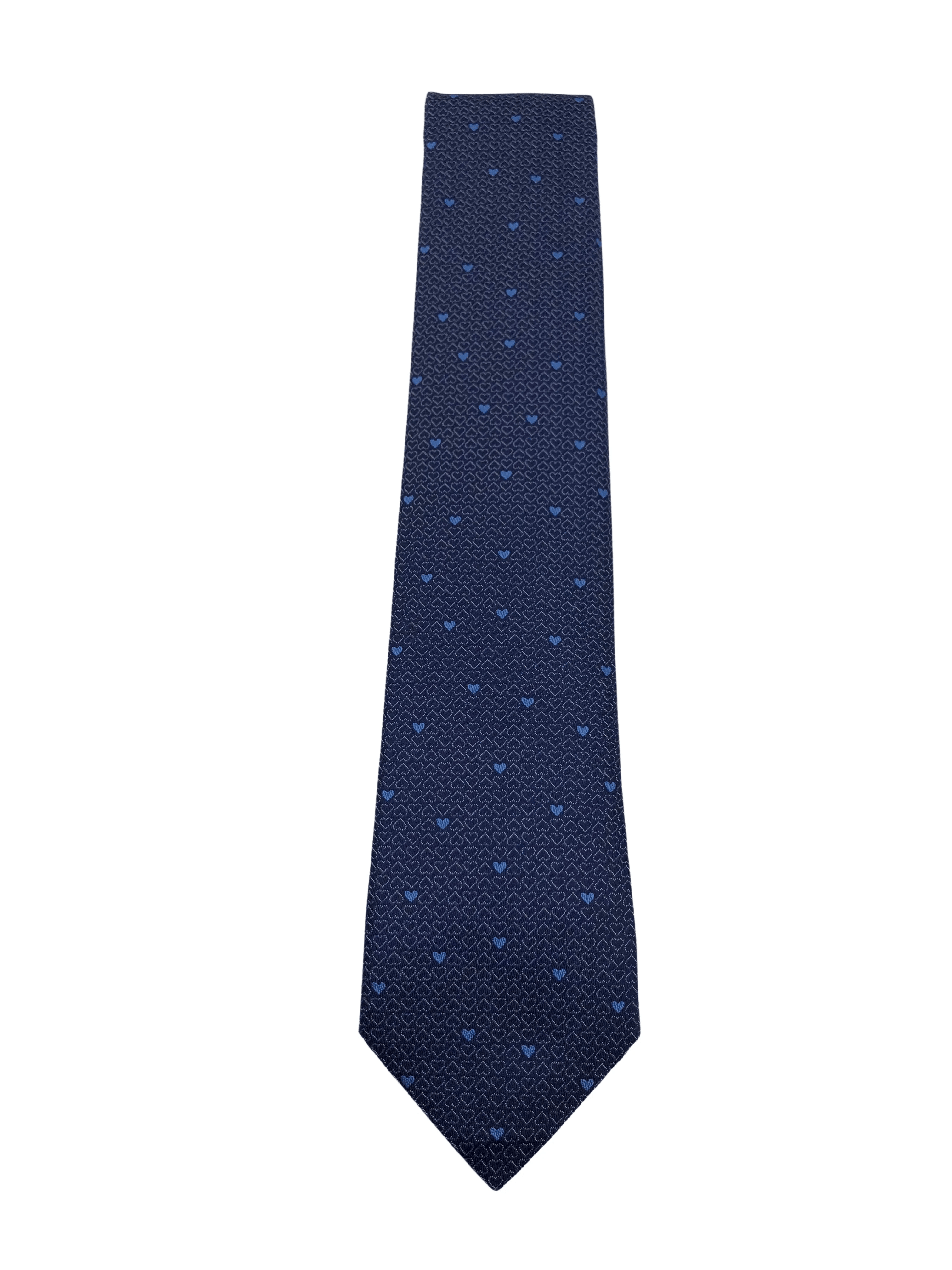 www.LuxuryVault.London HERMÈS HEART PRINT TIE Blue & Gris