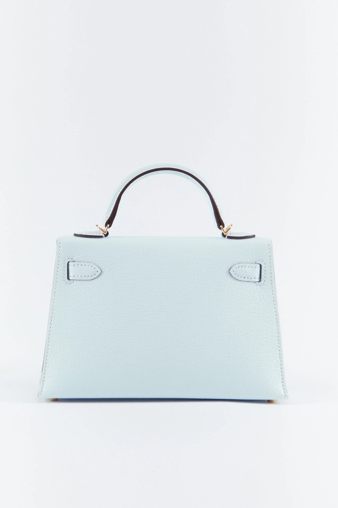 www.LuxuryVault.London HERMÈS MINI KELLY II 20CM BLUE BRUME Chèvre Leather with Gold Hardware