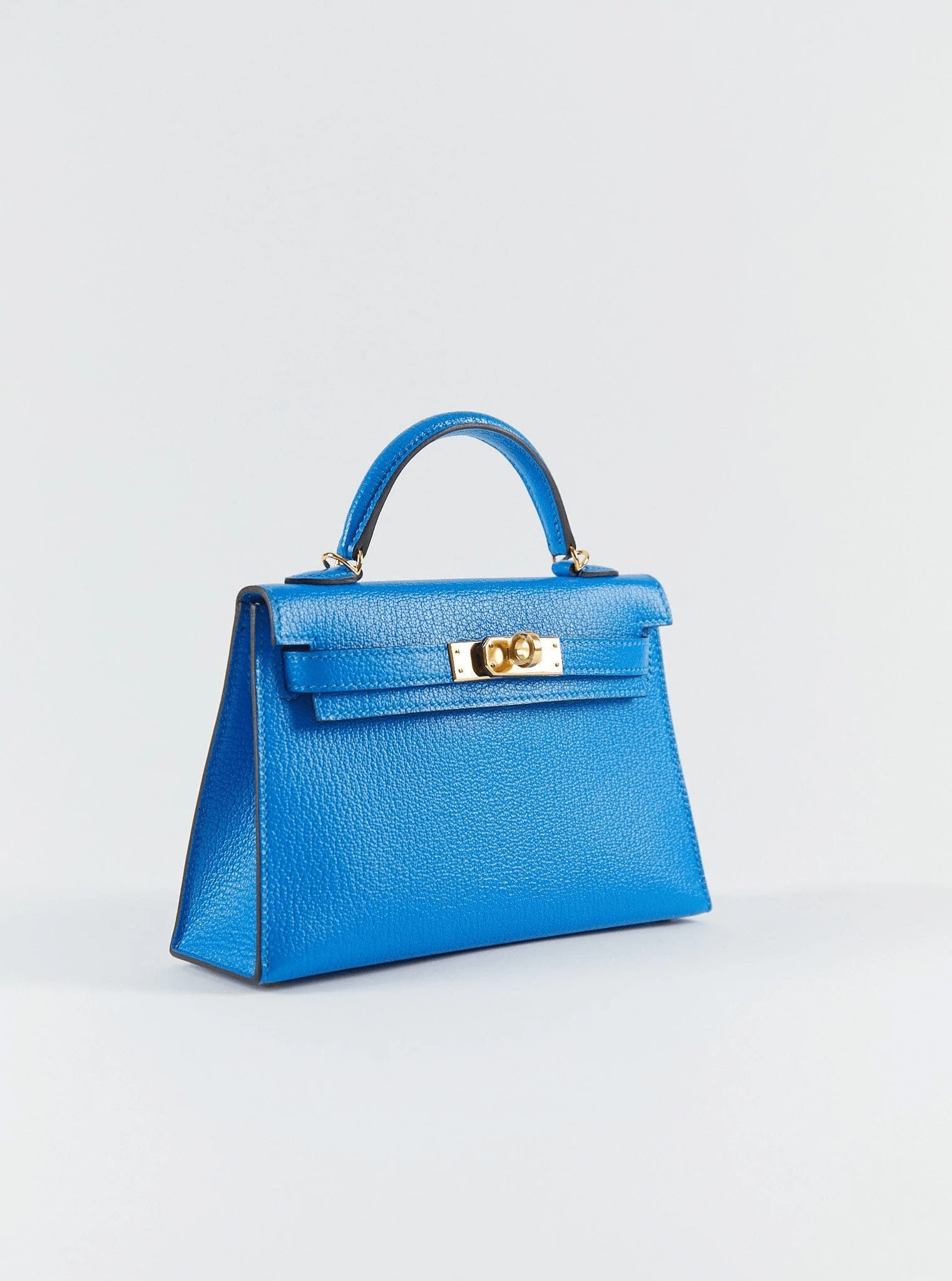 www.LuxuryVault.London HERMÈS MINI KELLY II 20CM BLUE HYDRA Chèvre Leather with Gold Hardware