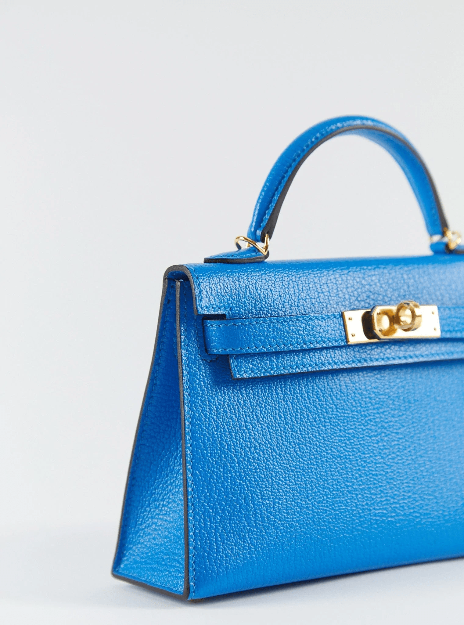 www.LuxuryVault.London HERMÈS MINI KELLY II 20CM BLUE HYDRA Chèvre Leather with Gold Hardware