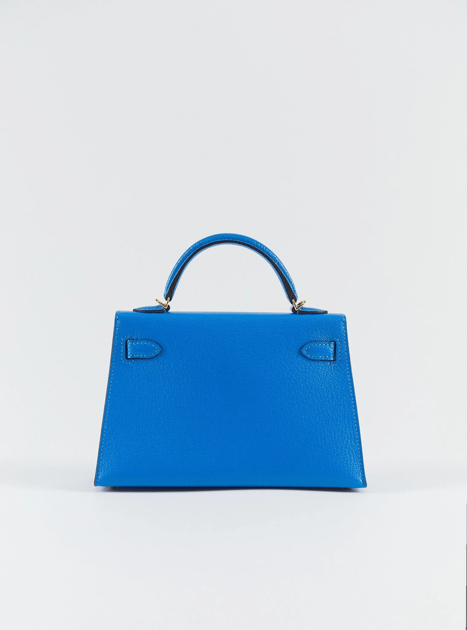 www.LuxuryVault.London HERMÈS MINI KELLY II 20CM BLUE HYDRA Chèvre Leather with Gold Hardware