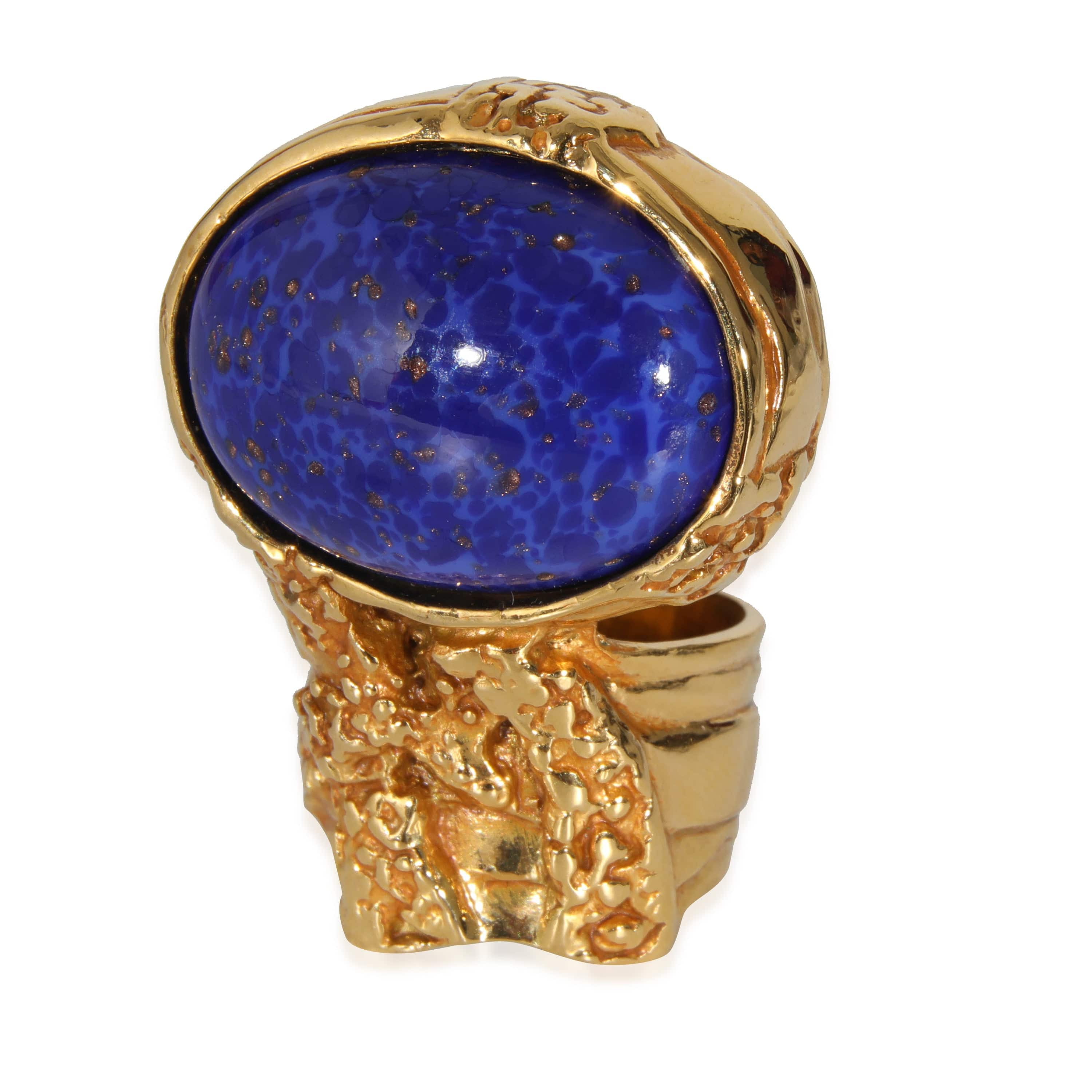 YSL YSL Artsy Cocktail Ring with Blue Faux Stone