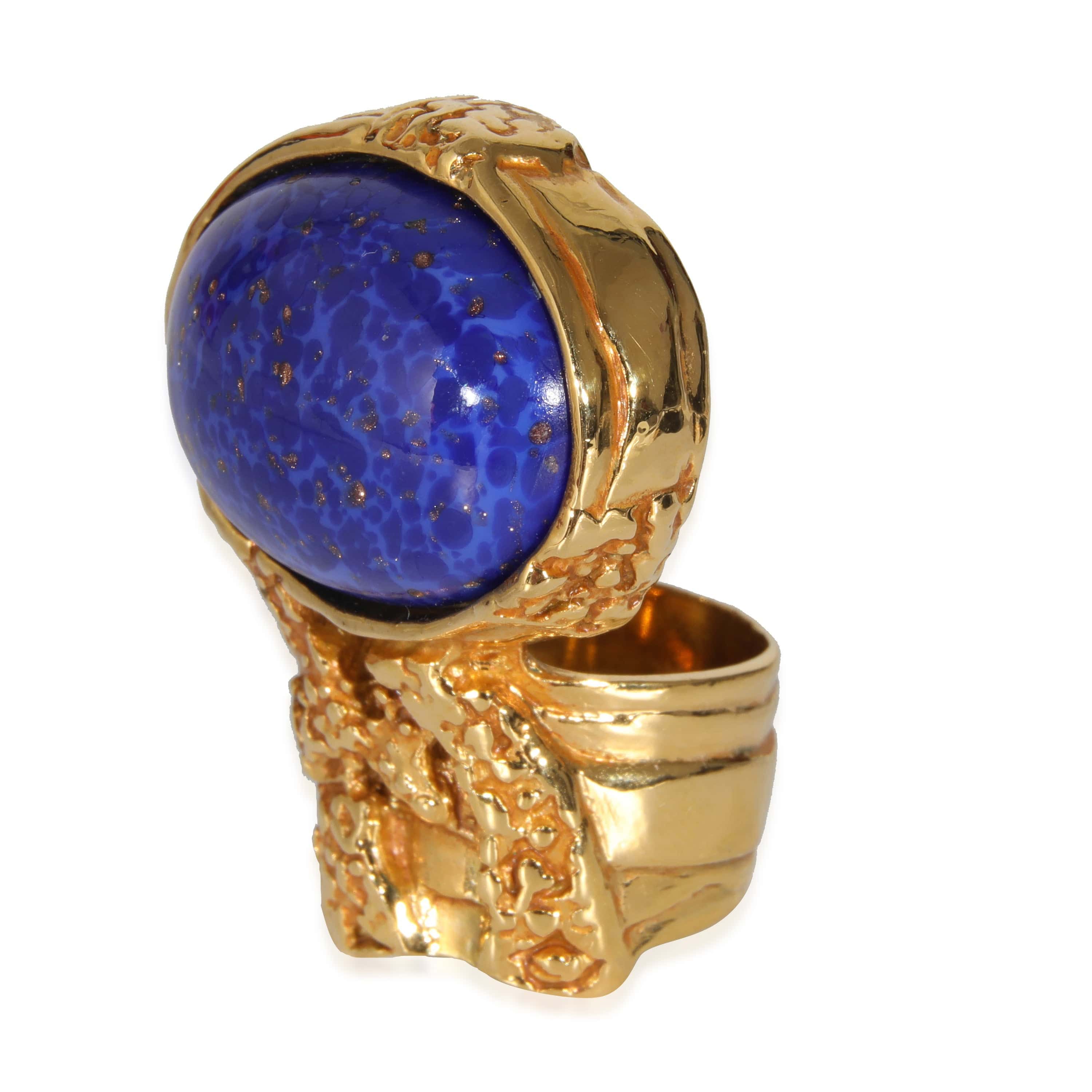 YSL YSL Artsy Cocktail Ring with Blue Faux Stone