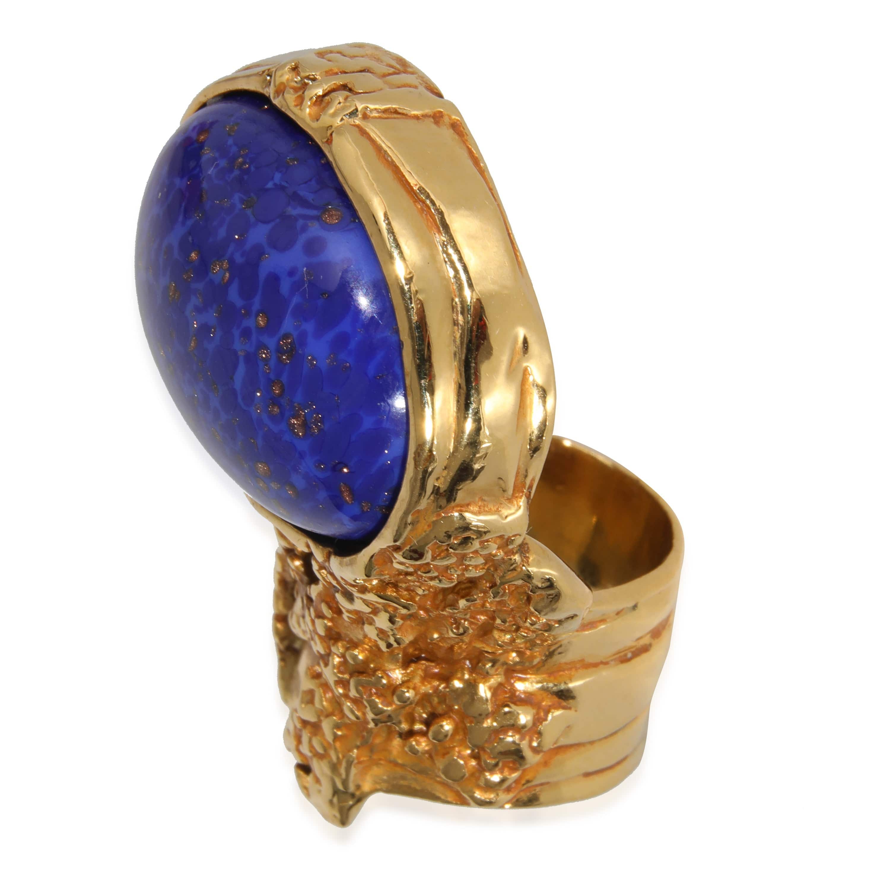 YSL YSL Artsy Cocktail Ring with Blue Faux Stone