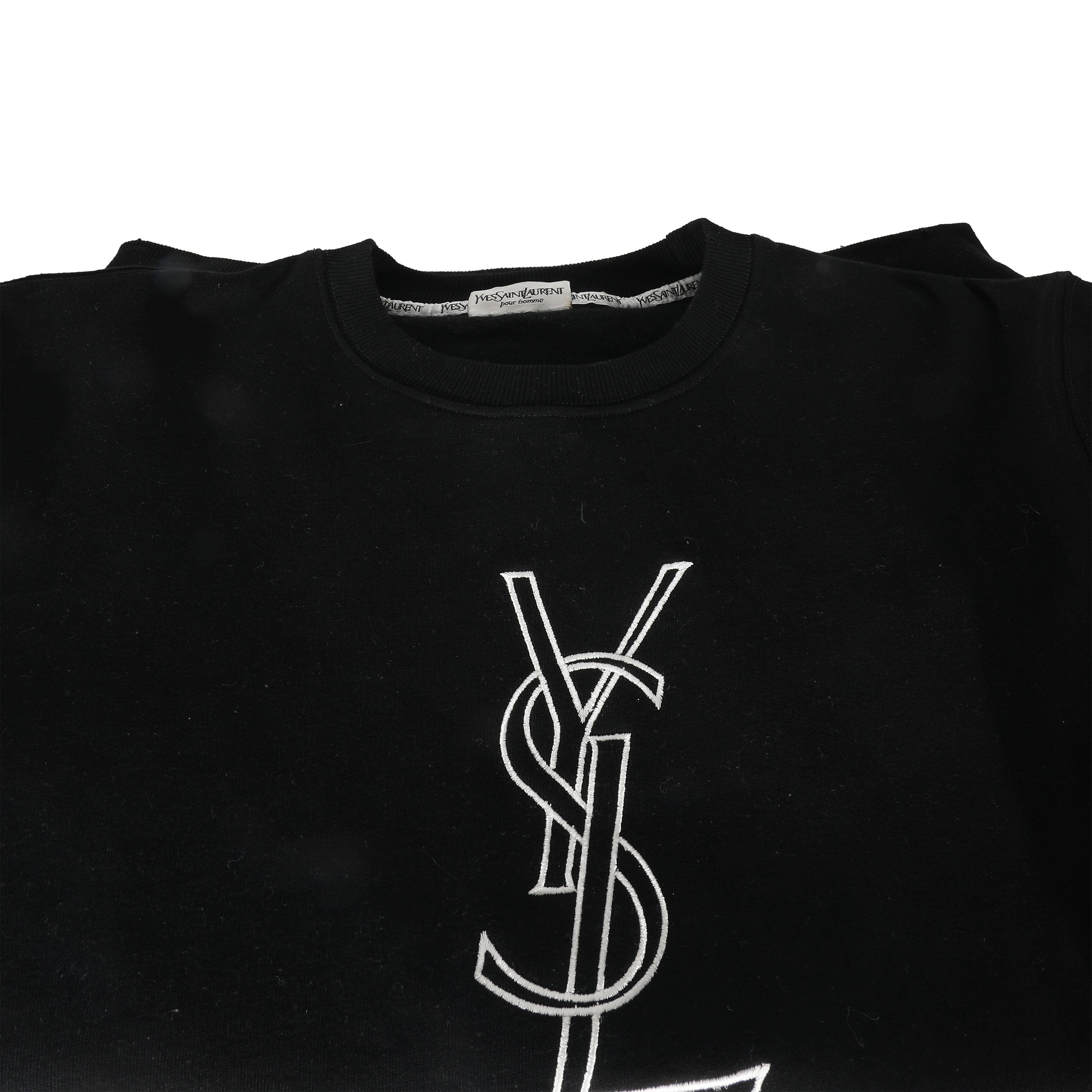 YSL YSL Sweatshirt Black M with white "YSL" & multi "Yves Saint Laurent" UKL1237