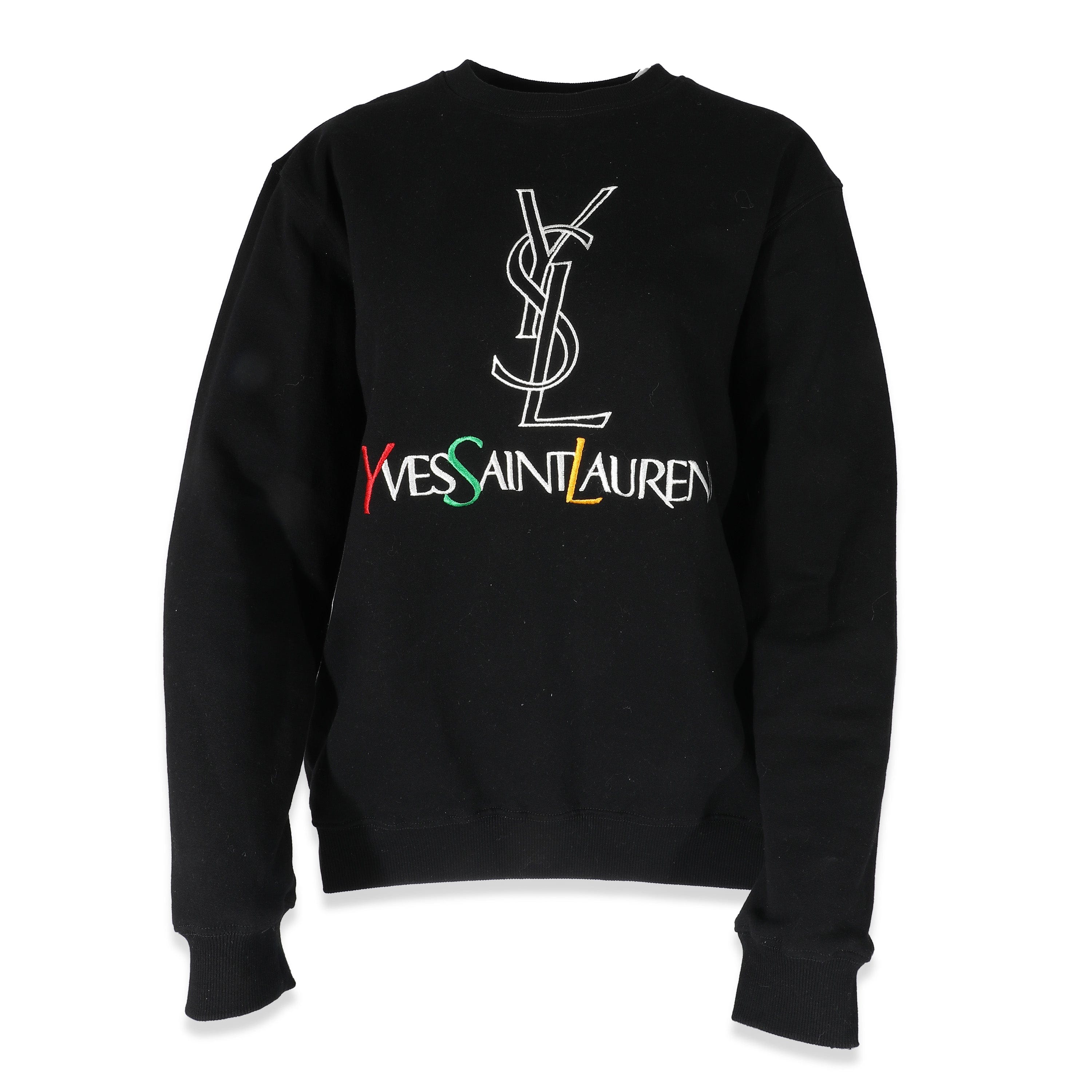 YSL YSL Sweatshirt Black M with white "YSL" & multi "Yves Saint Laurent" UKL1237