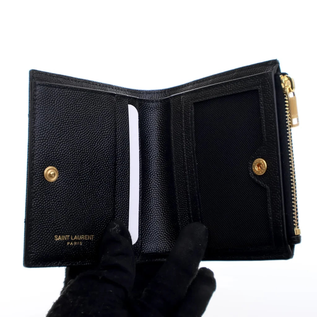 Saint Laurent (YSL) Grained Calfskin Zip Wallet