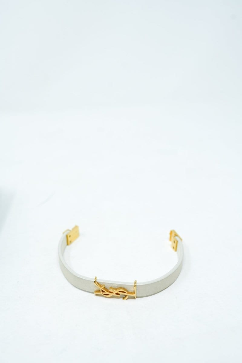 12. LP x C YSL White Leather Bracelet GHW - AGL1687