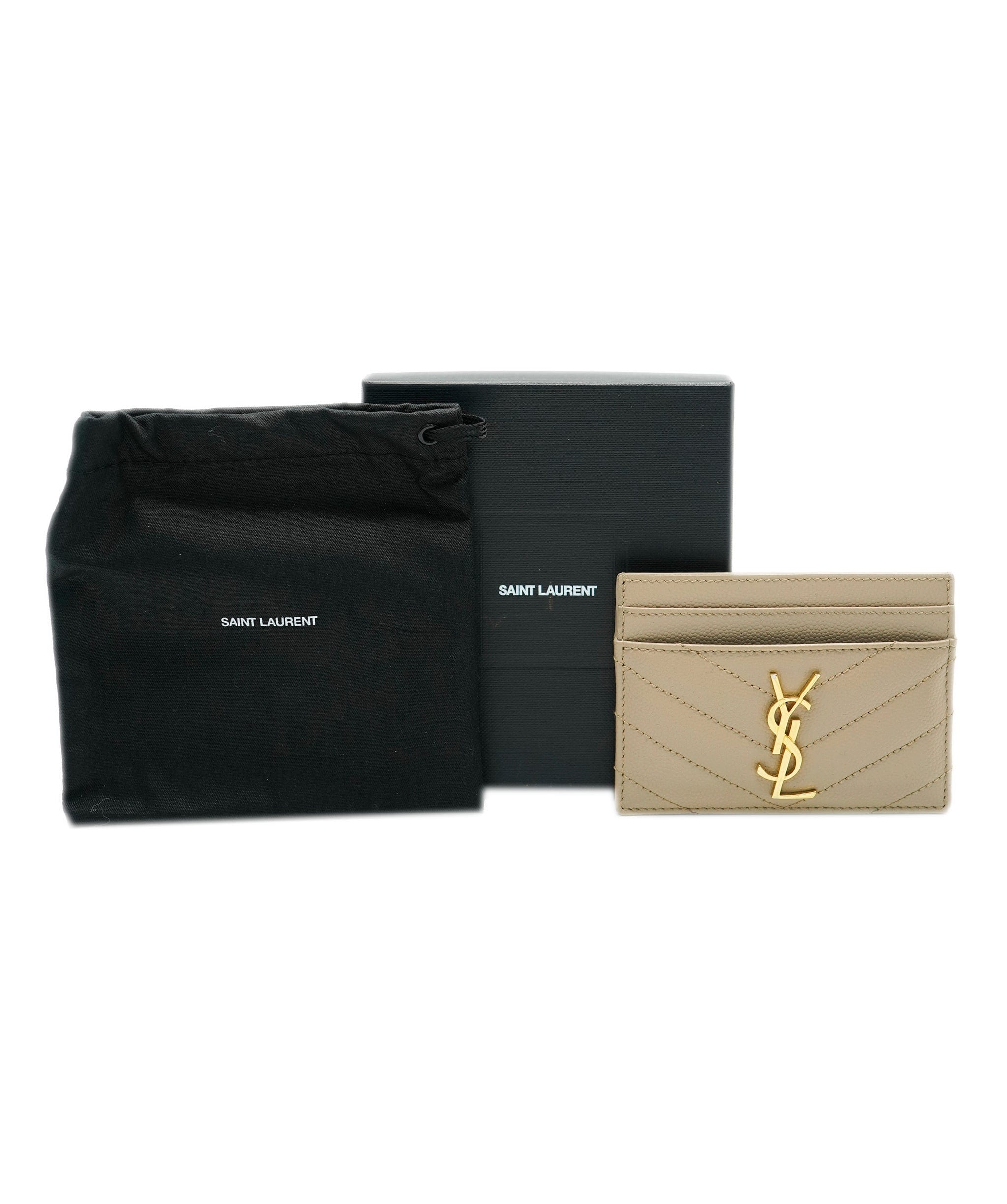 Yves Saint Laurent Saint Laurent card holder, caviar leather, beige ASL9945