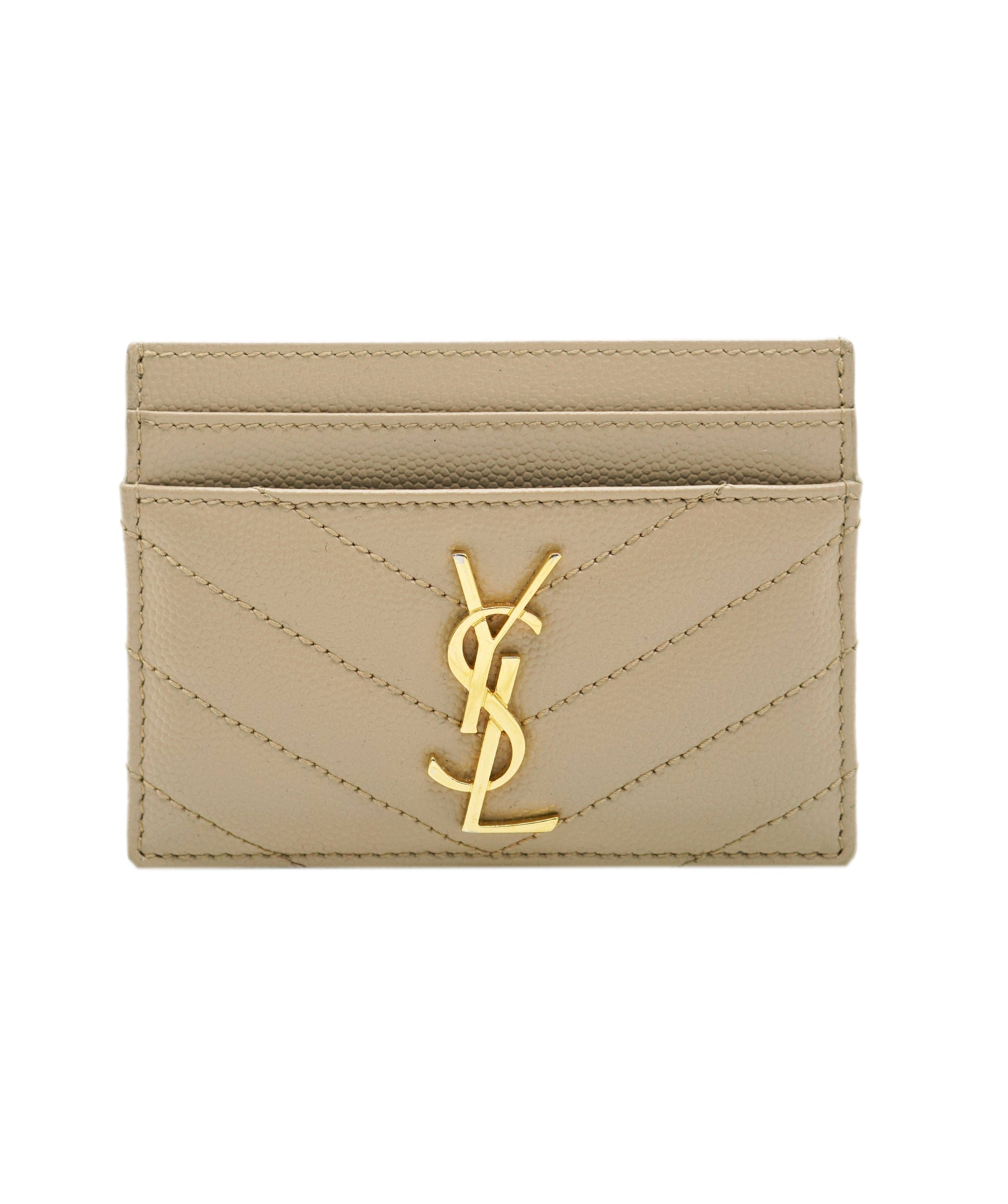 Yves Saint Laurent Saint Laurent card holder, caviar leather, beige ASL9945