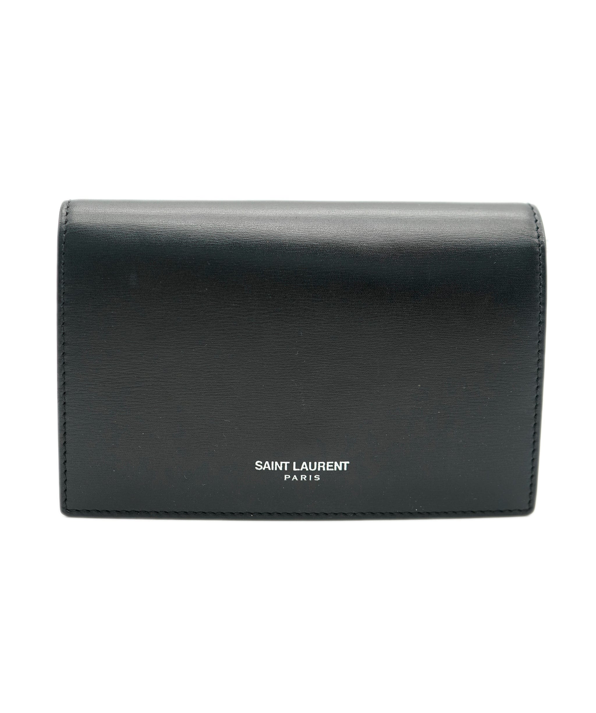 Yves Saint Laurent YSL black smooth leather cardholder / wallet - AJC0480