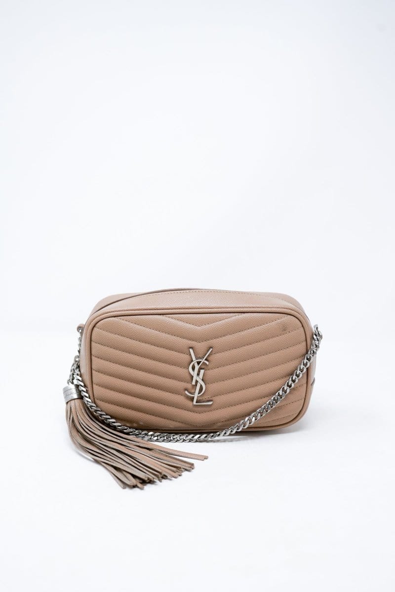 19. LP x C YSL Beige Chevron Leather Tassel Camera Bag - AGL1698